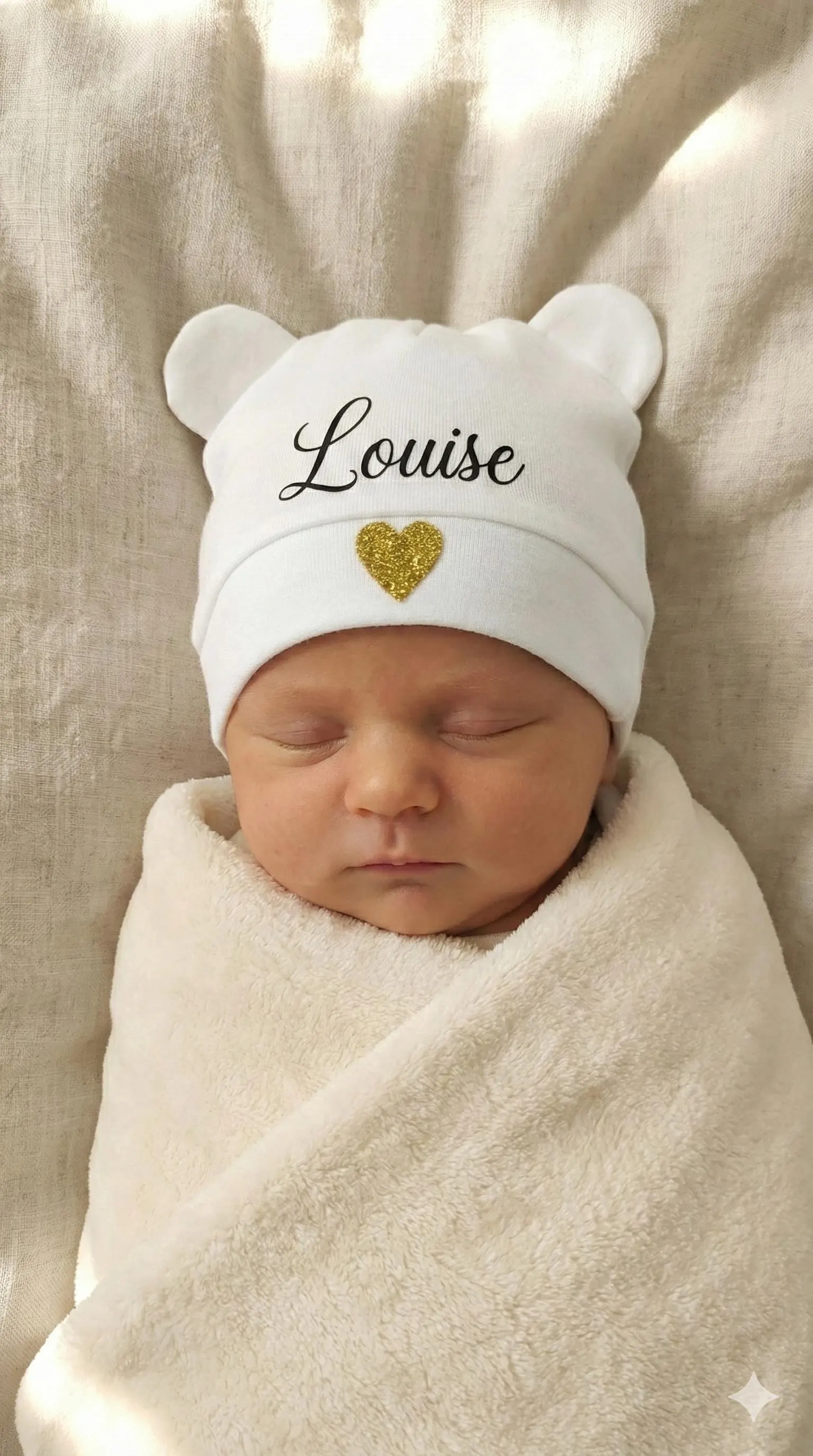 Bonnet de naissance personnalisé 100% coton bio ( qualité supérieure )