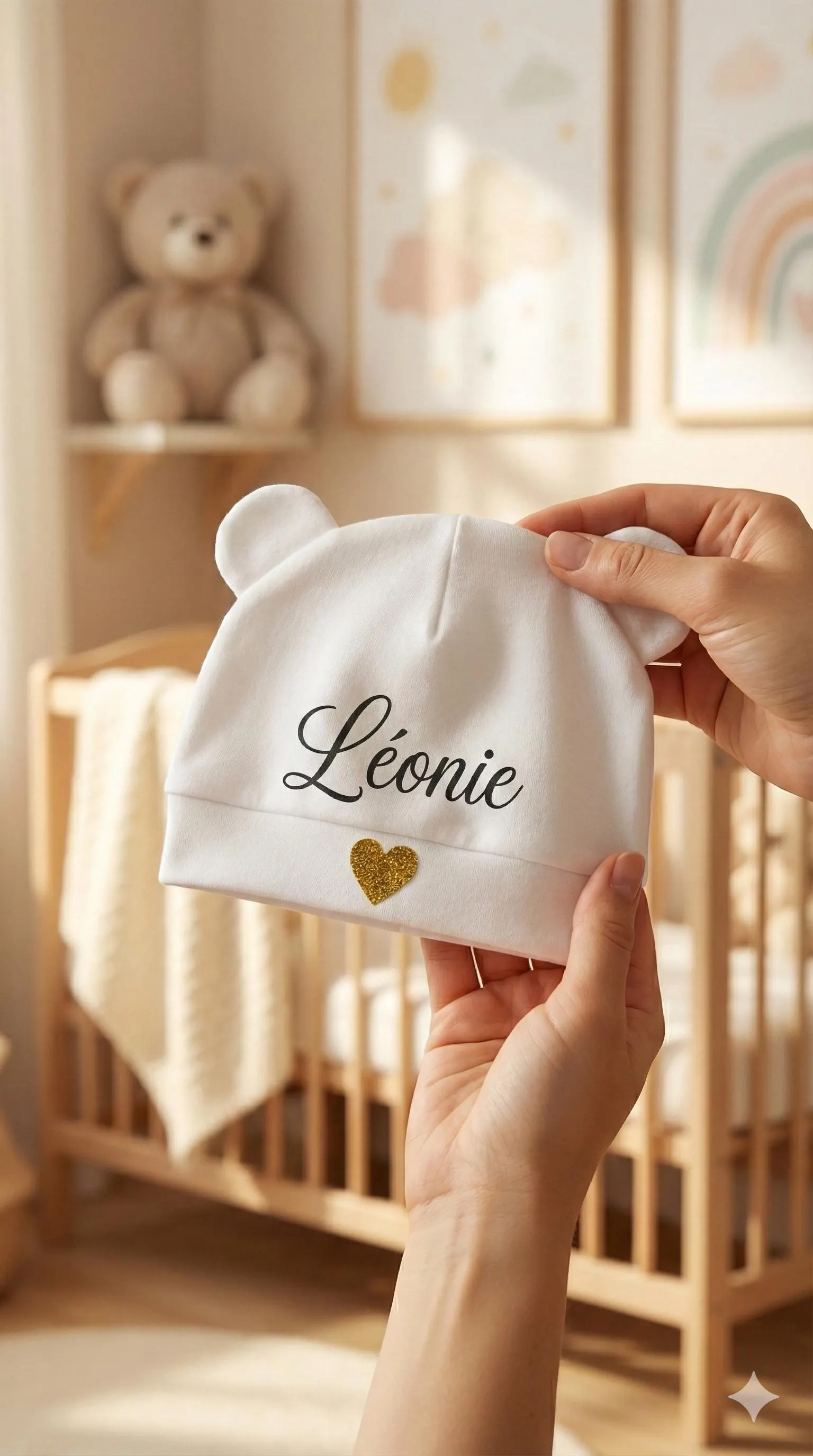 Bonnet de naissance personnalisé 100% coton bio ( qualité supérieure ) - image 4