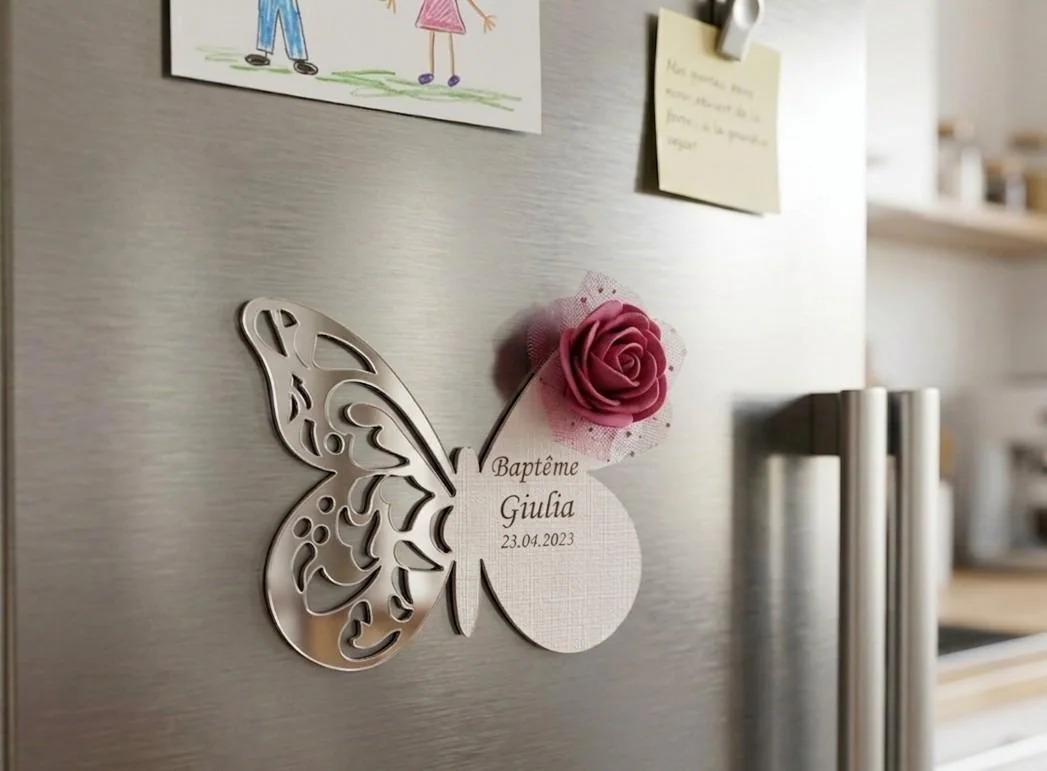 Boîte à dragées personnalisée Papillon | Cadeau invité Baptême, Communion, Naissance, Mariage | Faveur avec ruban et fleur personnalisable - image 5