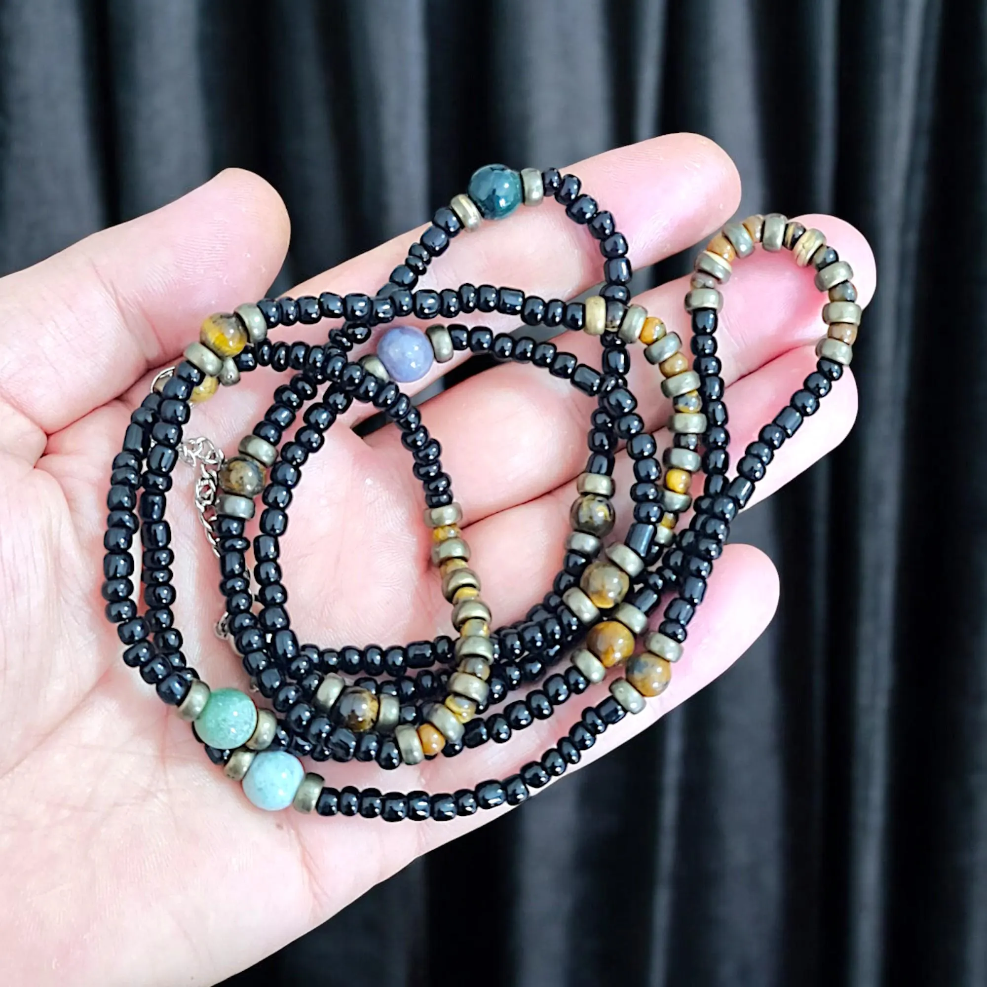 Long Mens Necklace with Elegant Gemstones Perfect as a Personalized Gift