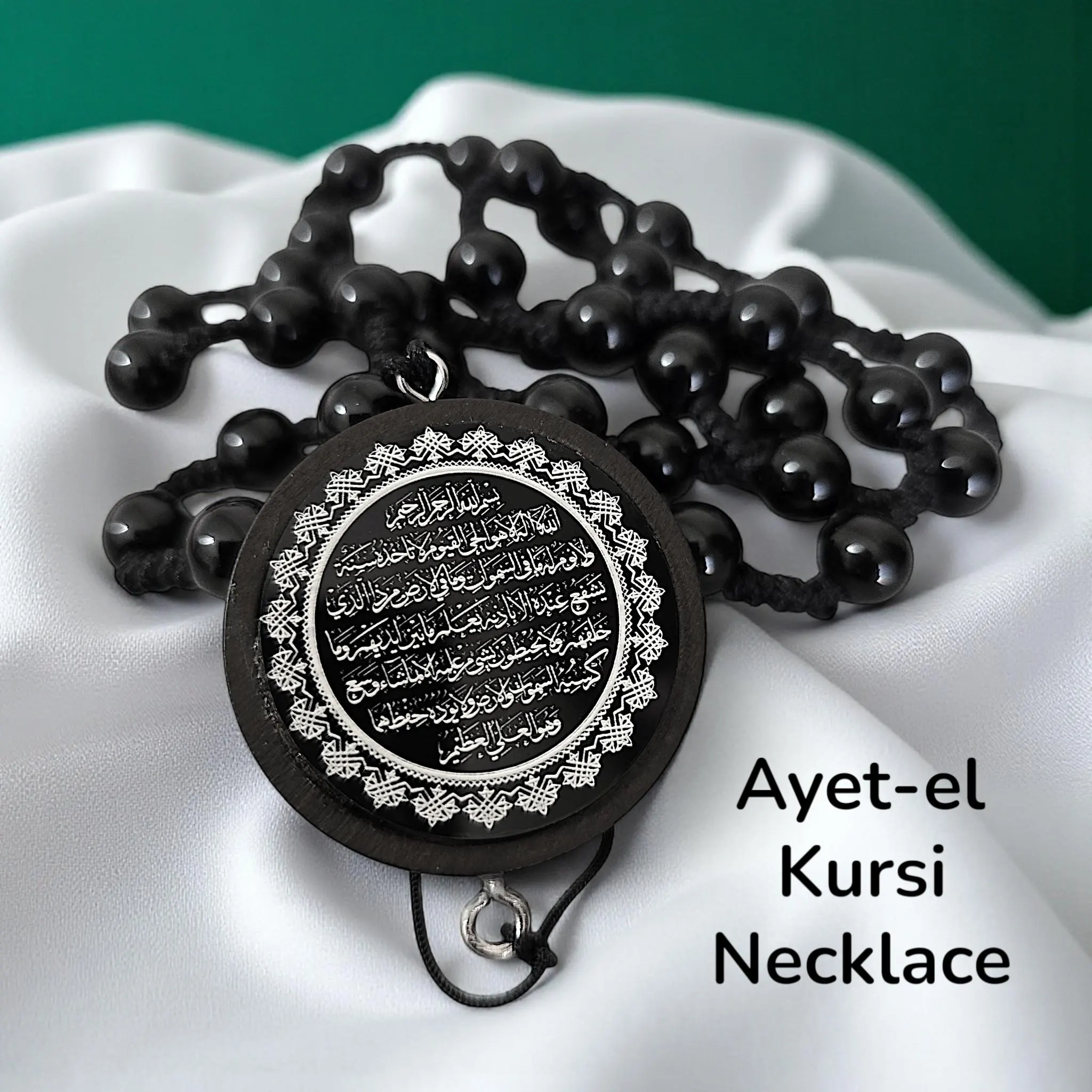 Ayatul Kursi Onyx Necklace Men, Islamic Prayer Pendant, Arabic Calligraphy Jewelry, Personalized Muslim Gift, Evil Eye Protection Amulet