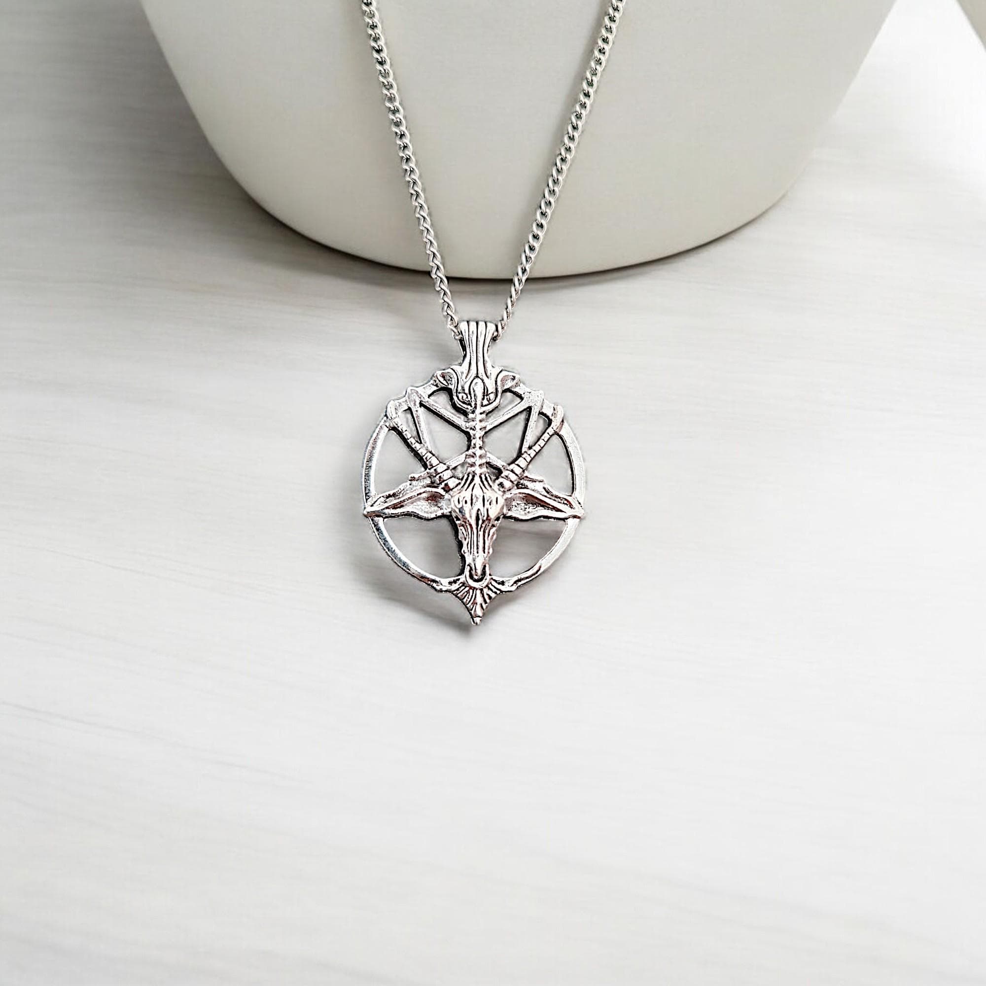 Satanic Baphomet Amulet Necklace Gothic Devil Jewelry