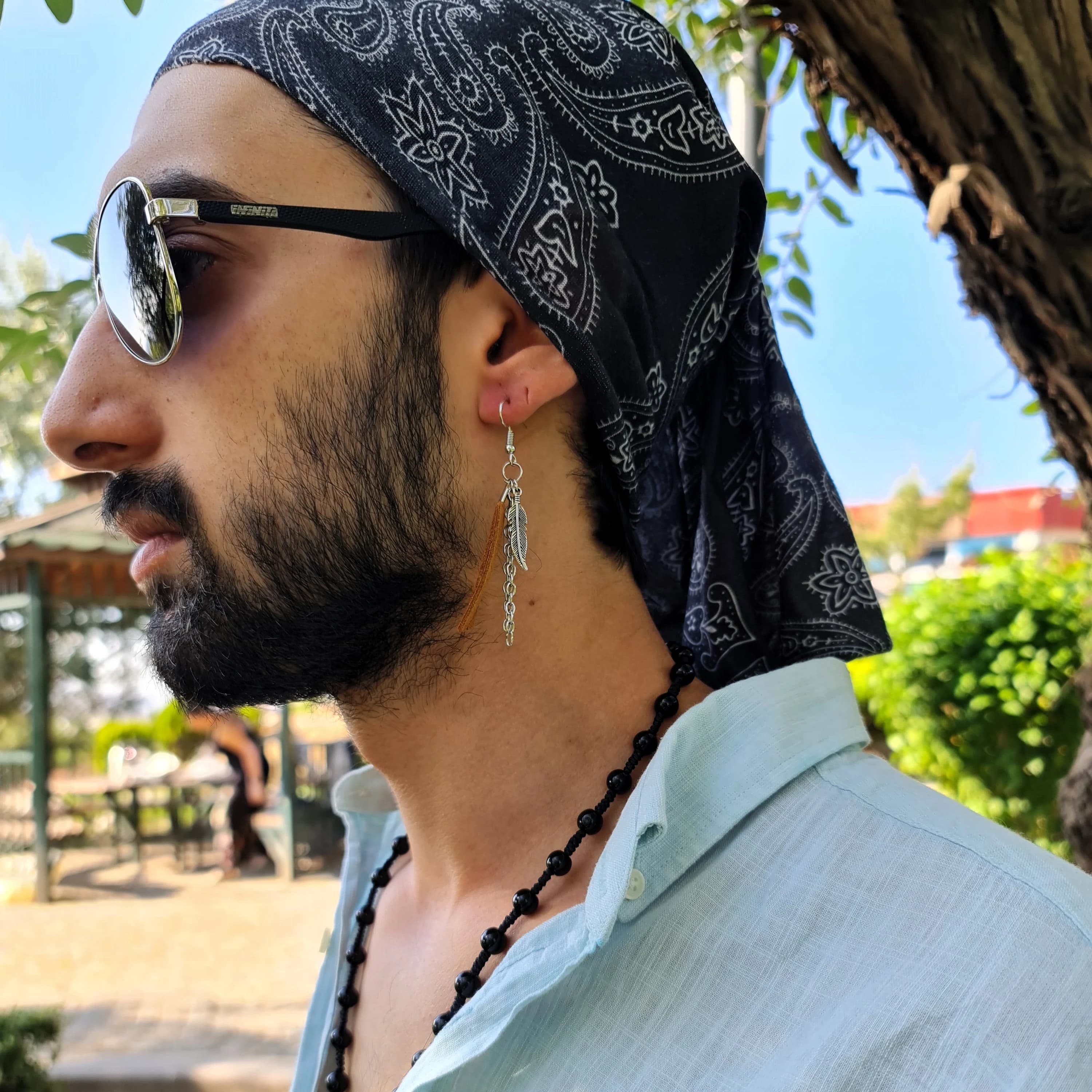 Mens Leather Fringe Tassel Earring, Bohemian Dangle Minimalist Earring, Feather Earring, Silver-Plated Chain, Edgy Men Minimalist Jewelry - image 5
