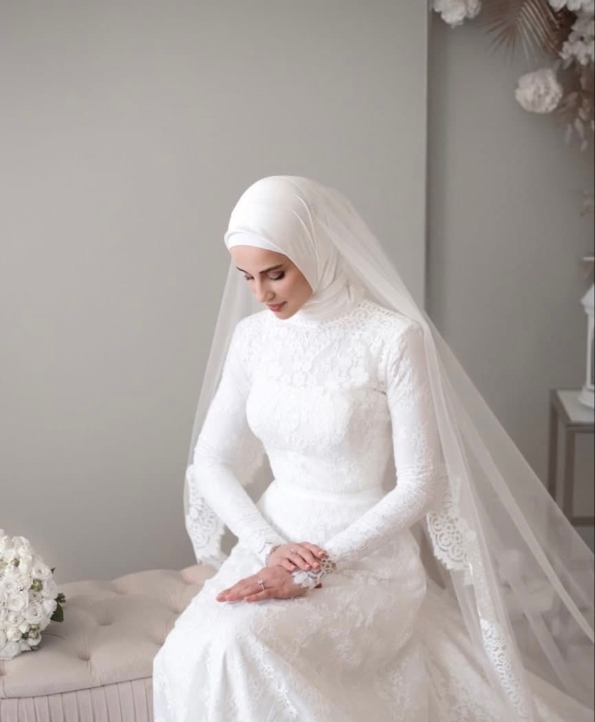 Ivory Lycra Jersey Bridal Hijab, Muslim Wedding Scarf