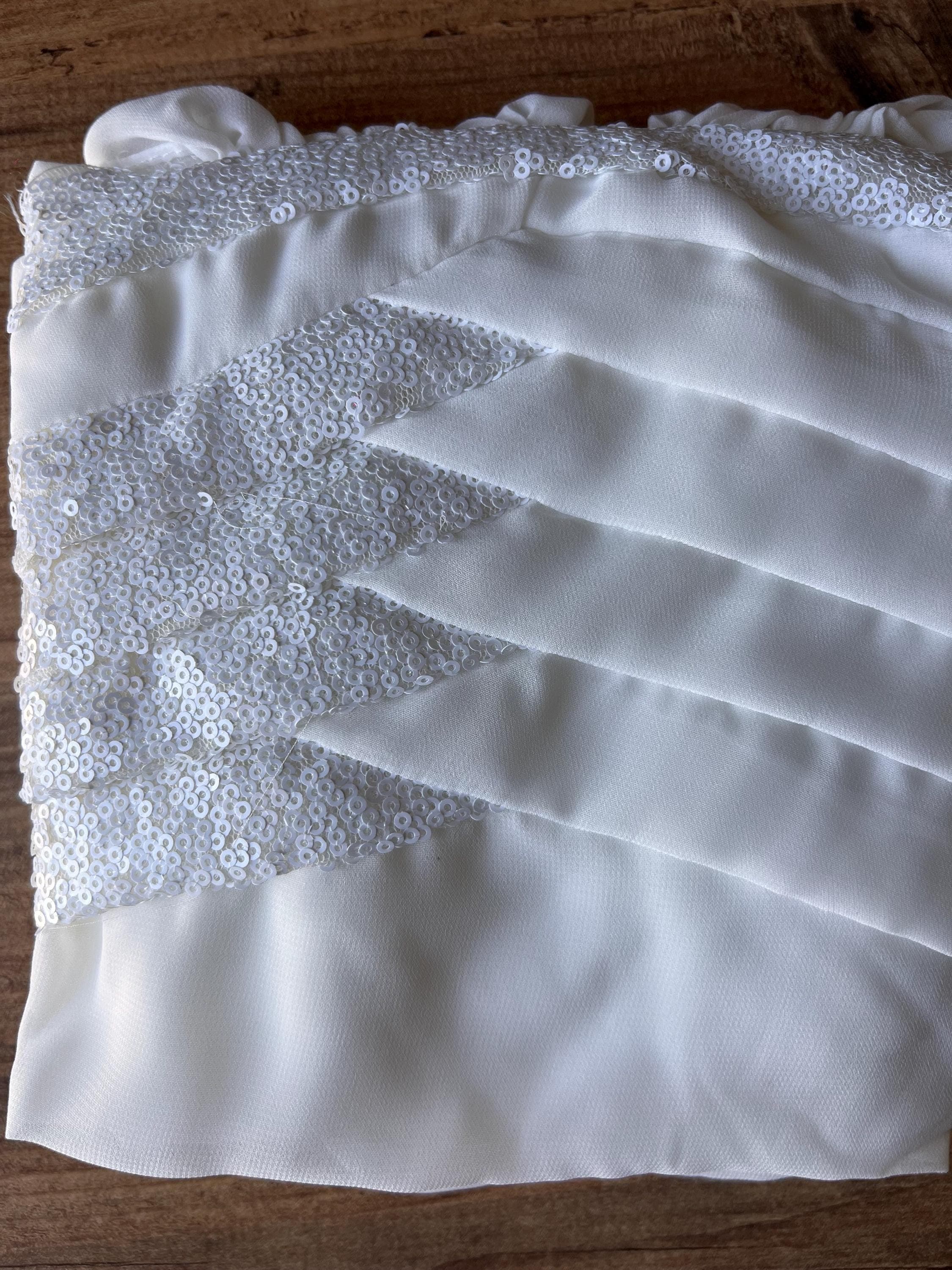 White Sequined Bridal Hijab with Veil, Ready to Wear Chiffon Turban - image 4