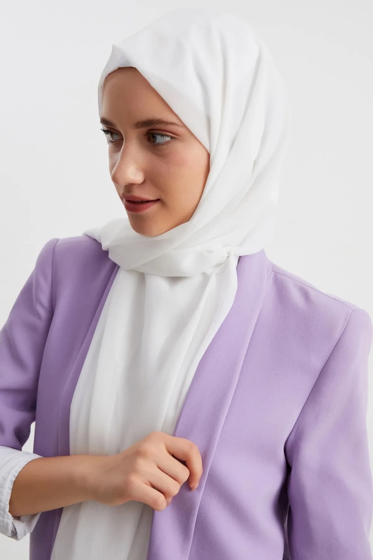 White Chiffon Bridal Hijab: Silky Soft Muslim Wedding Scarf - image 5