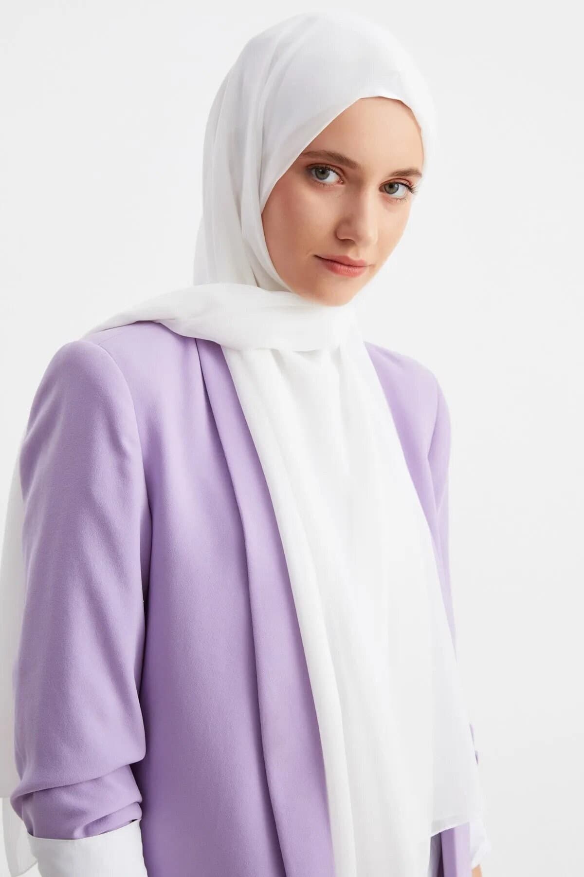 White Chiffon Bridal Hijab: Silky Soft Muslim Wedding Scarf - image 3