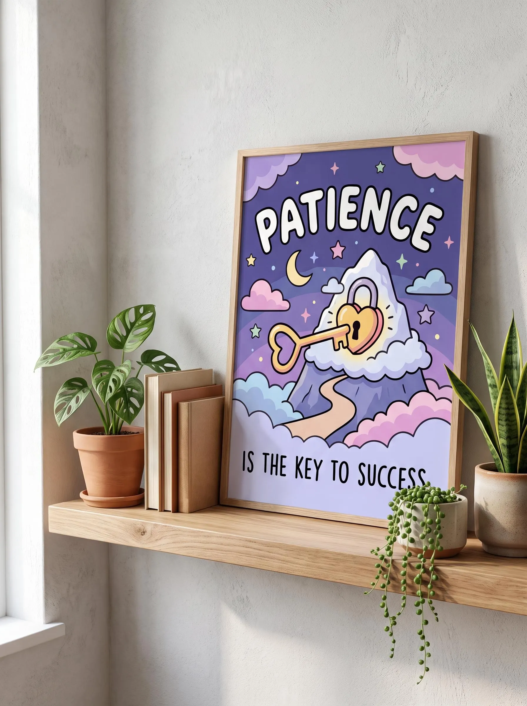 Patience Is the Key Poster, Islamic Sabr Wall Art, Motivational Muslim Print (Pastel Dorm Decor) - image 3