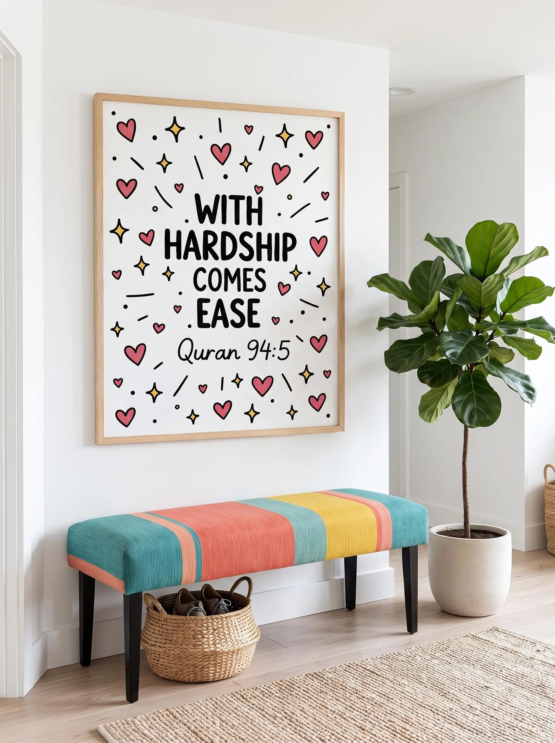With Hardship Comes Ease Poster, Quran 94:5 Islamic Quote Heart Wall Art - image 4
