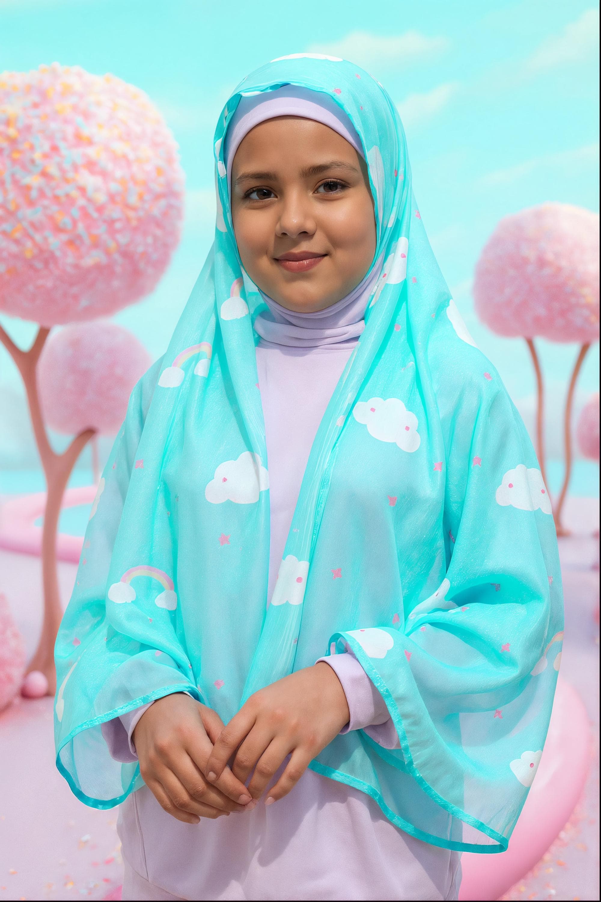 Girls Instant Modal Hijab • Kawaii Chibi Pop, Ages 3-16 - image 2
