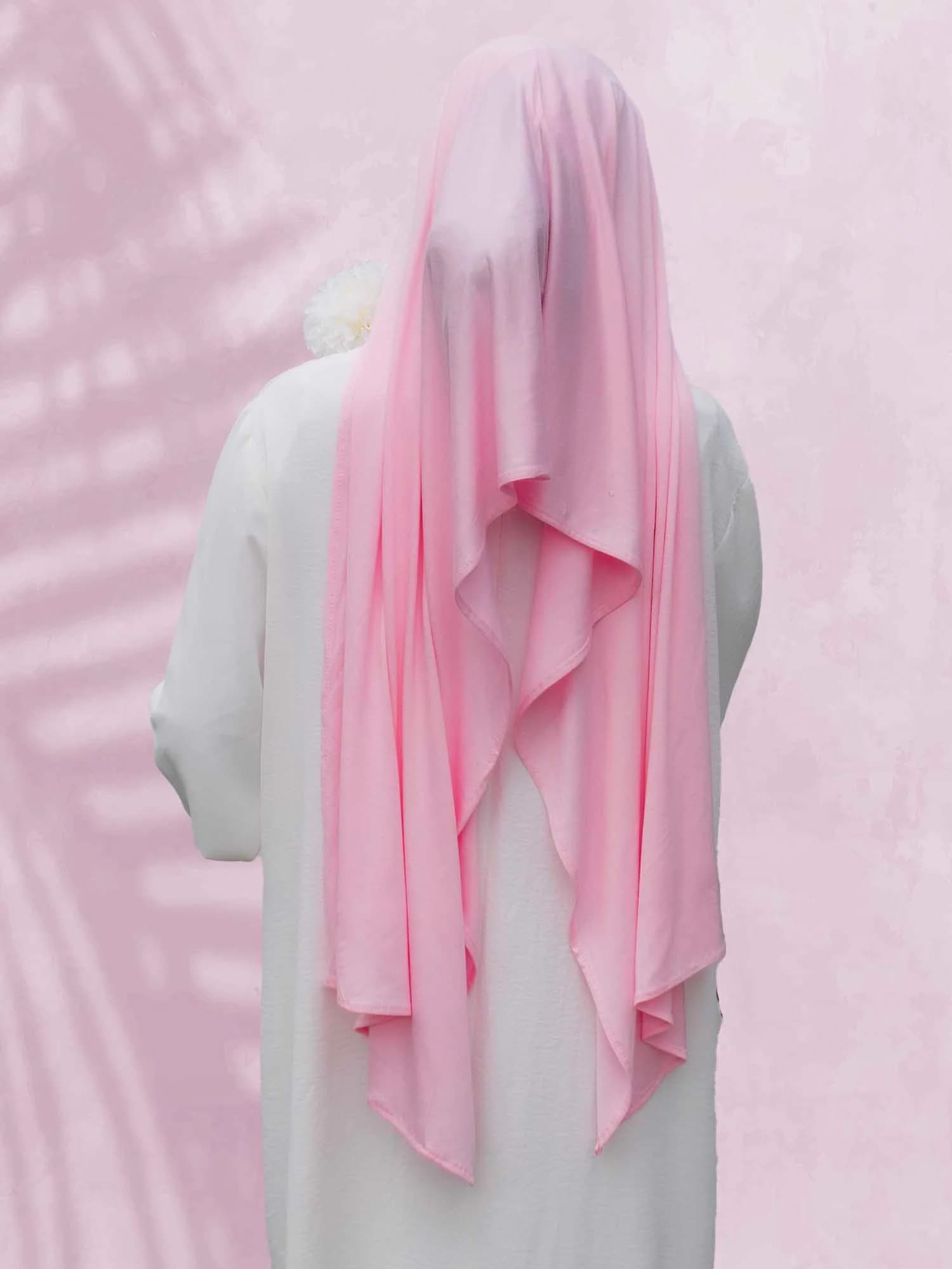 Girls Jersey Hijab: SoftTouch Bubble Gum Pink, Perfect Fit - image 3