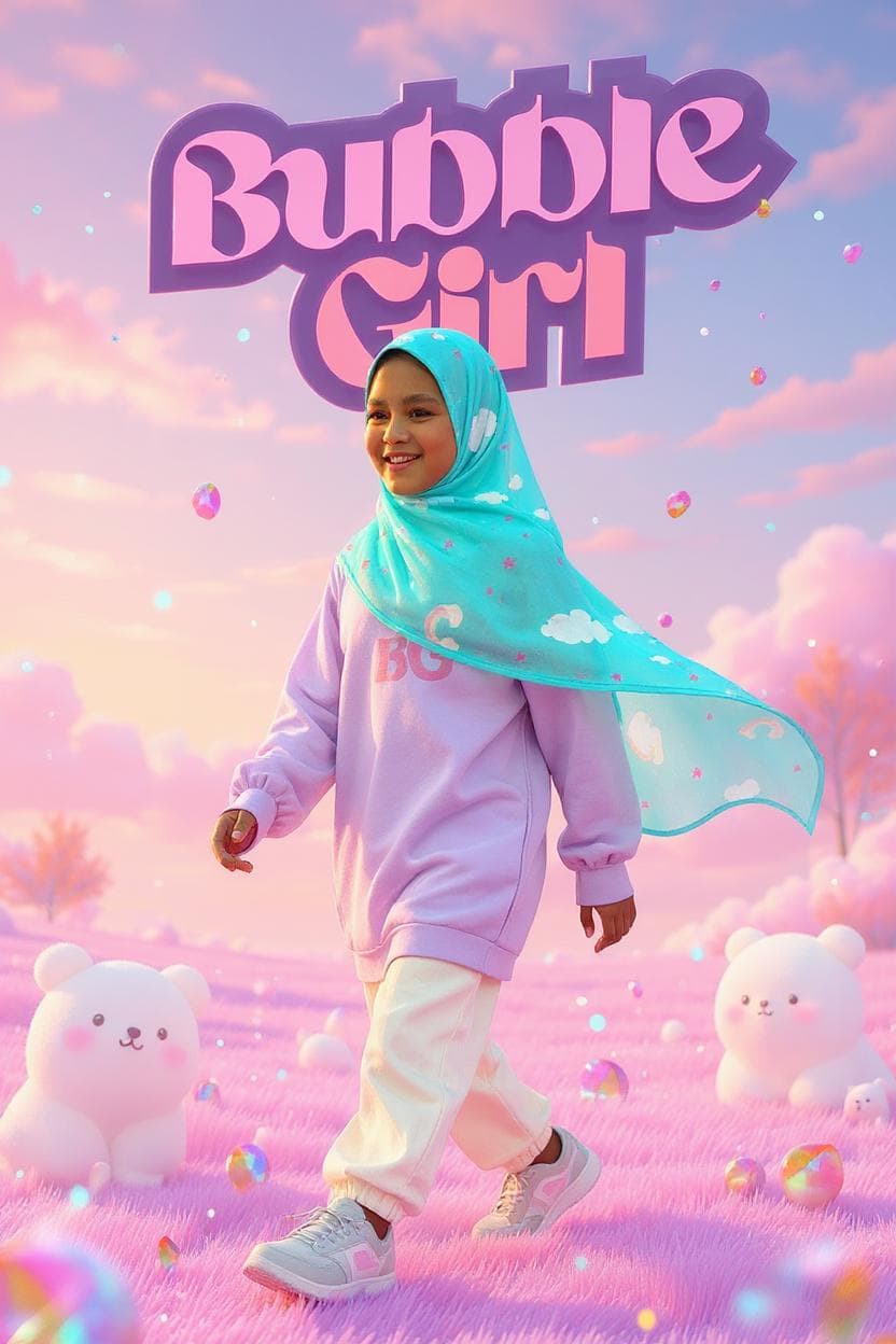Girls Instant Modal Hijab • Kawaii Chibi Pop, Ages 3-16