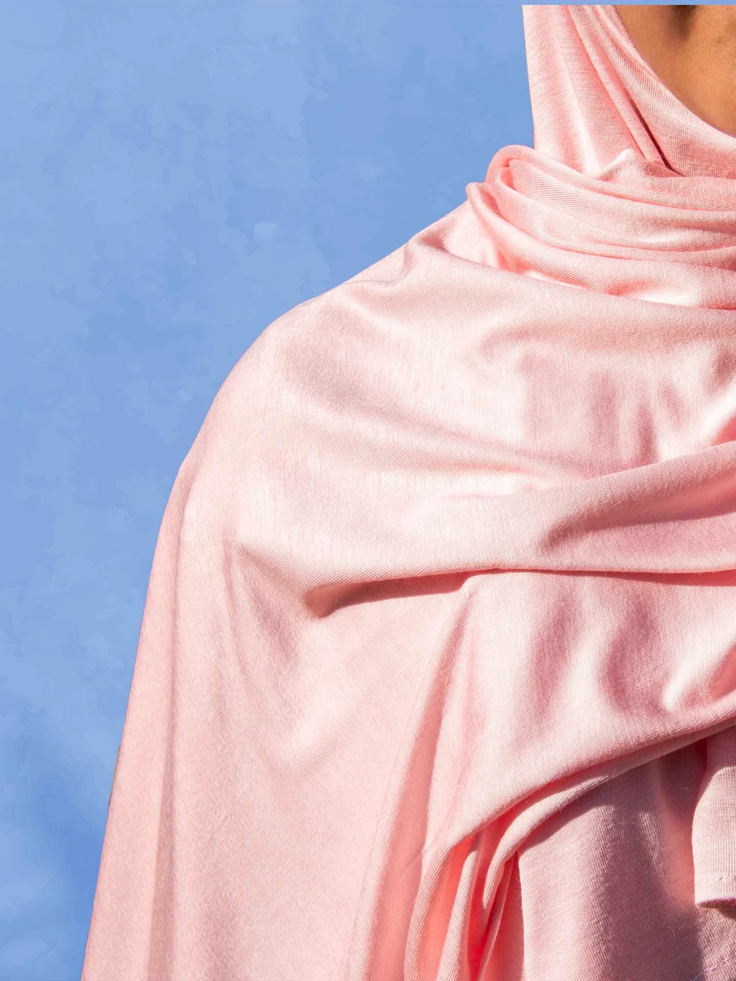 Girls' Jersey Hijab: Soft Peach-Pink, Comfortable Fit - image 2