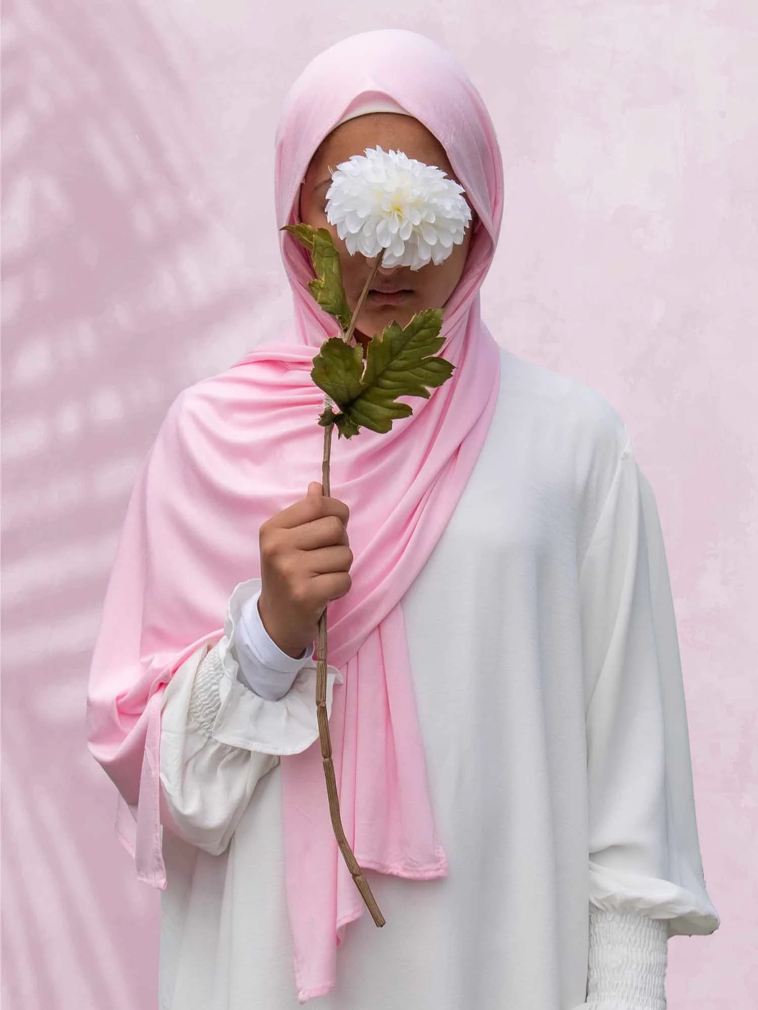 Girls Jersey Hijab: SoftTouch Bubble Gum Pink, Perfect Fit - image 2