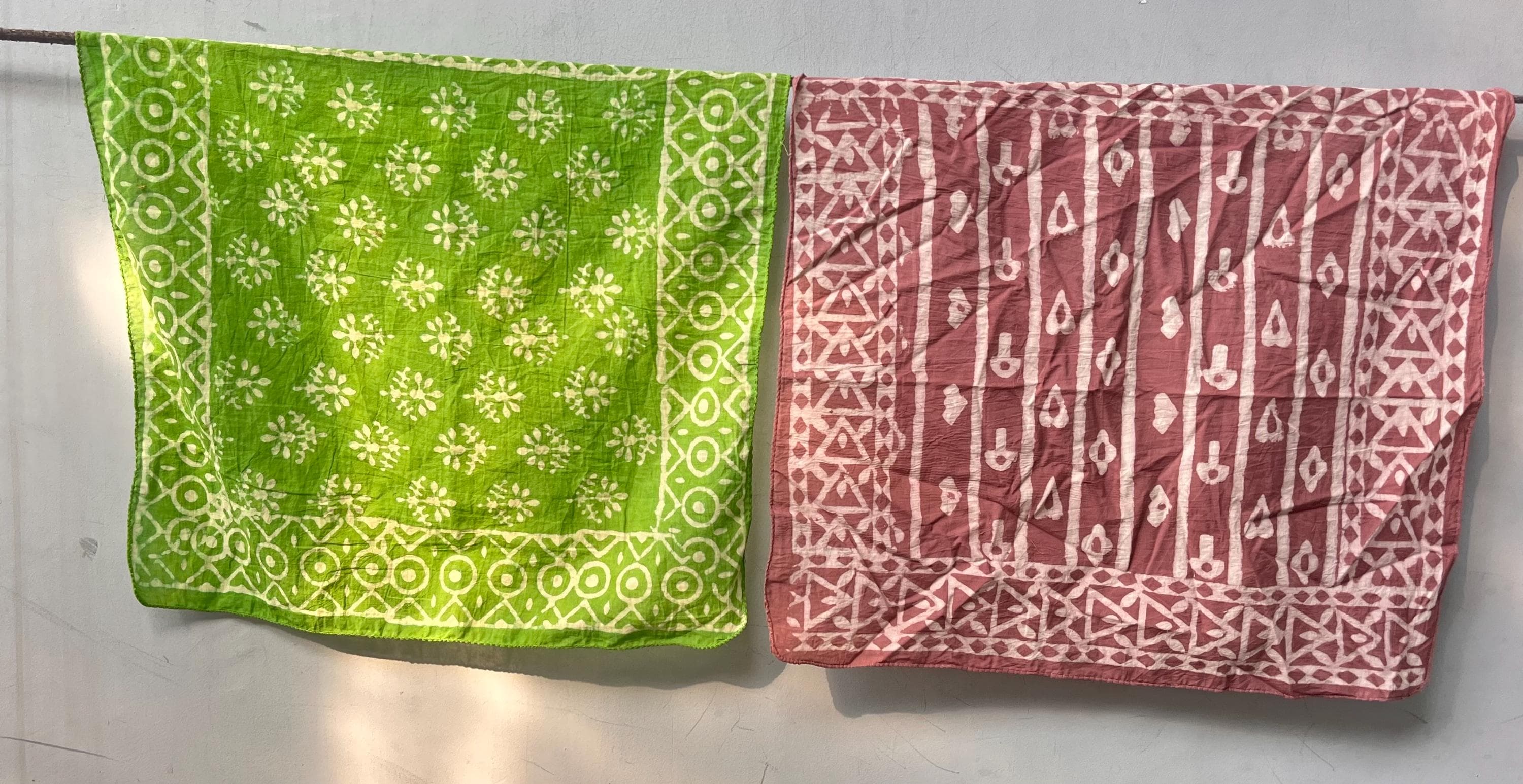 Set of 14 Hand Block Print Bandanas, Organic Cotton Neckties - image 4