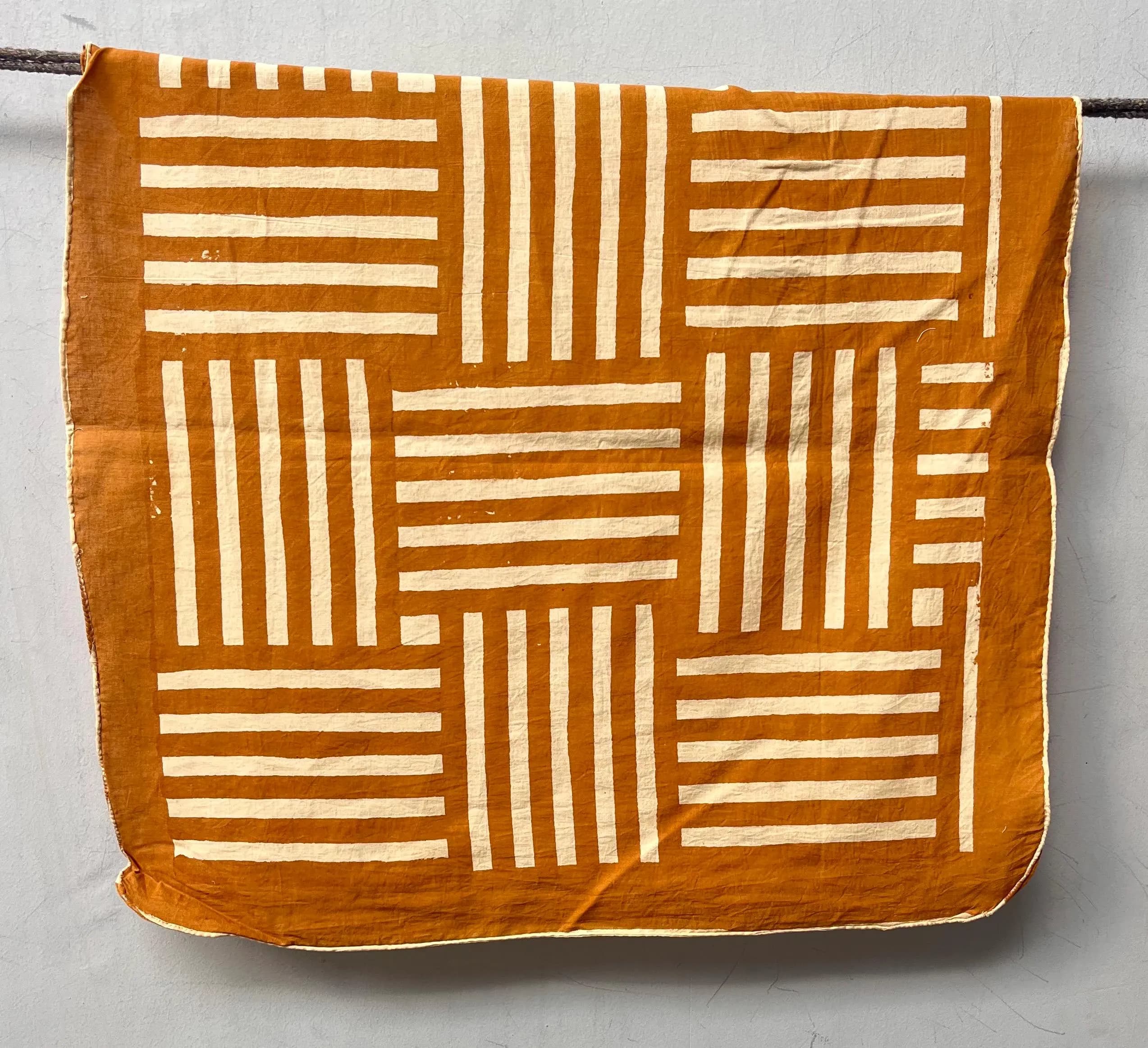 Set of 5 Hand-Printed Cotton Bandanas, Natural Dyes - image 3