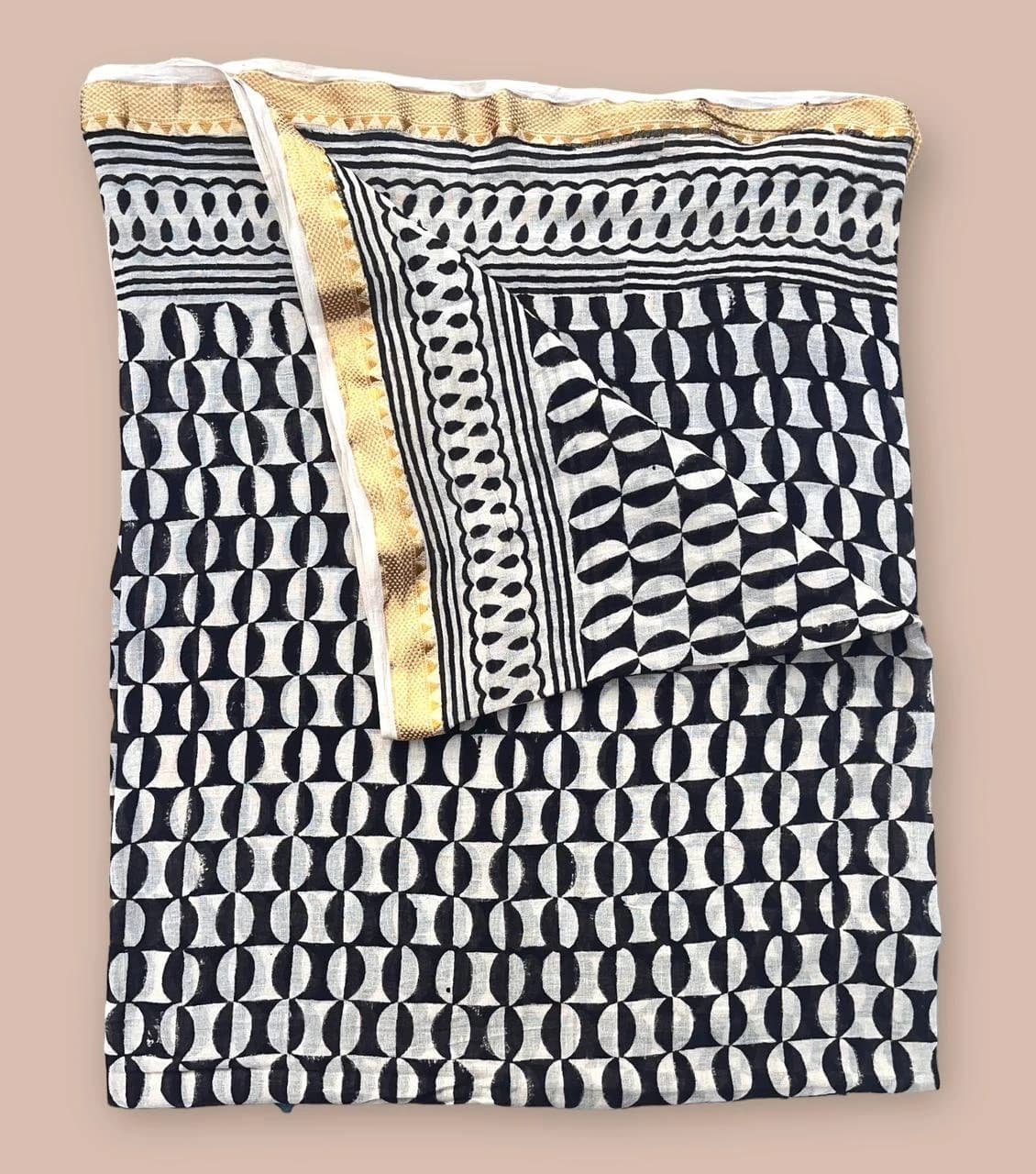 Hand Block Printed Cotton Sarong, Vegetable Dye Beach Wrap