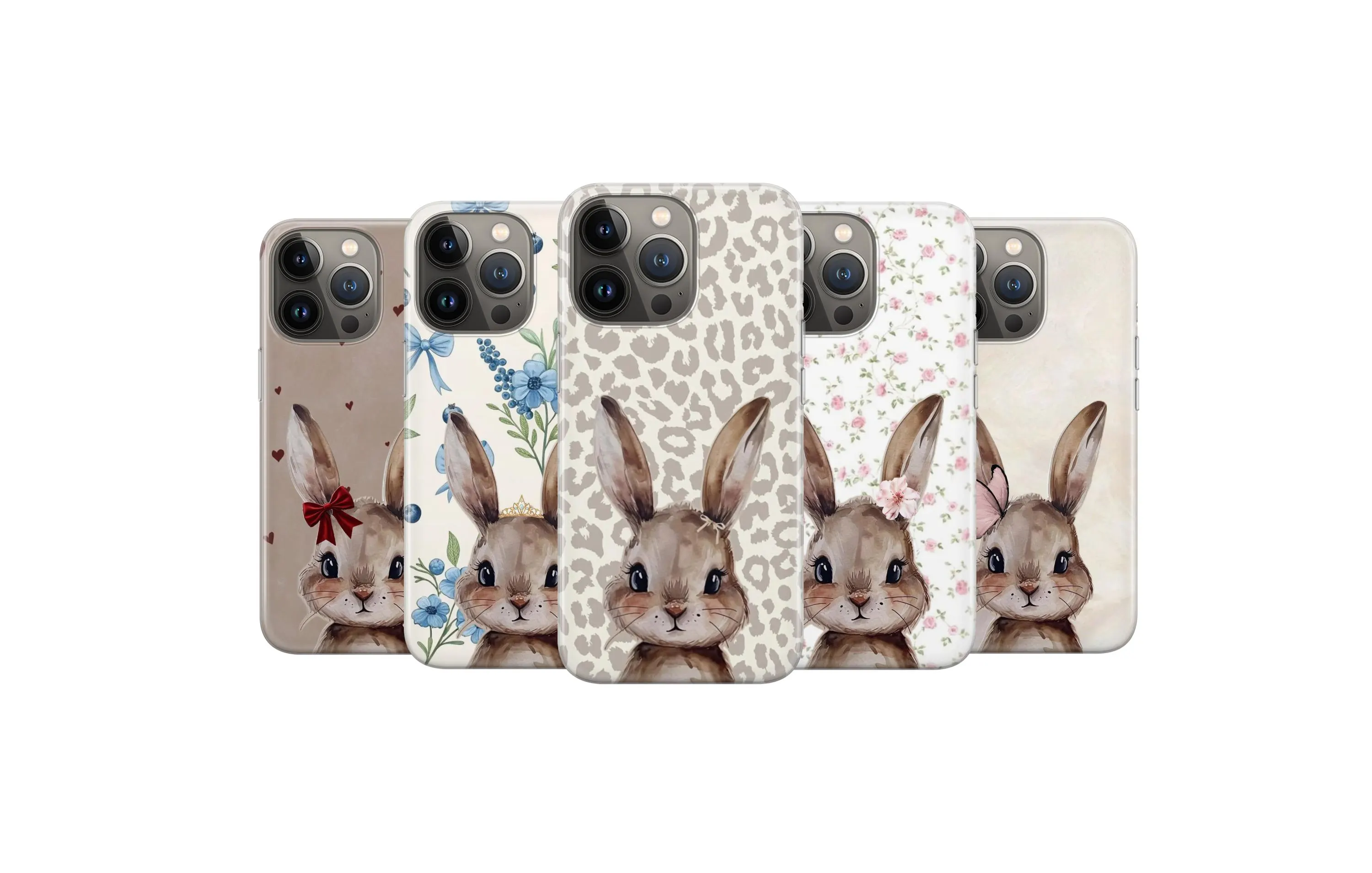 Bunny Phone Case Rabbit Floral Cover for iPhone 18 Pro Max 17 16 15 14 13 12 11 X 8 7 6 Samsung S26 Ultra S25 S24 S23 S22 S21 S20 FE A27 A57