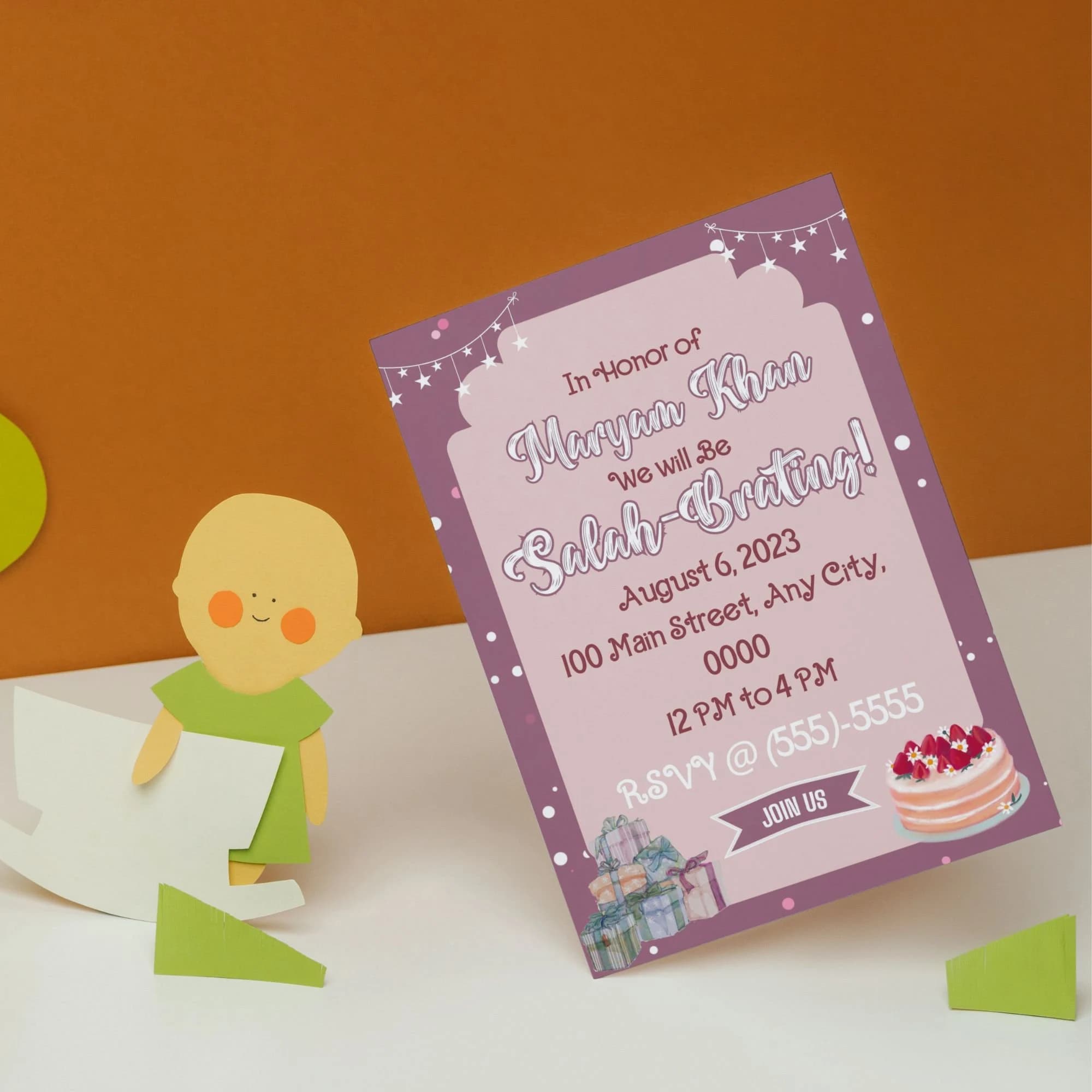 digital invitation for 7 year old girl