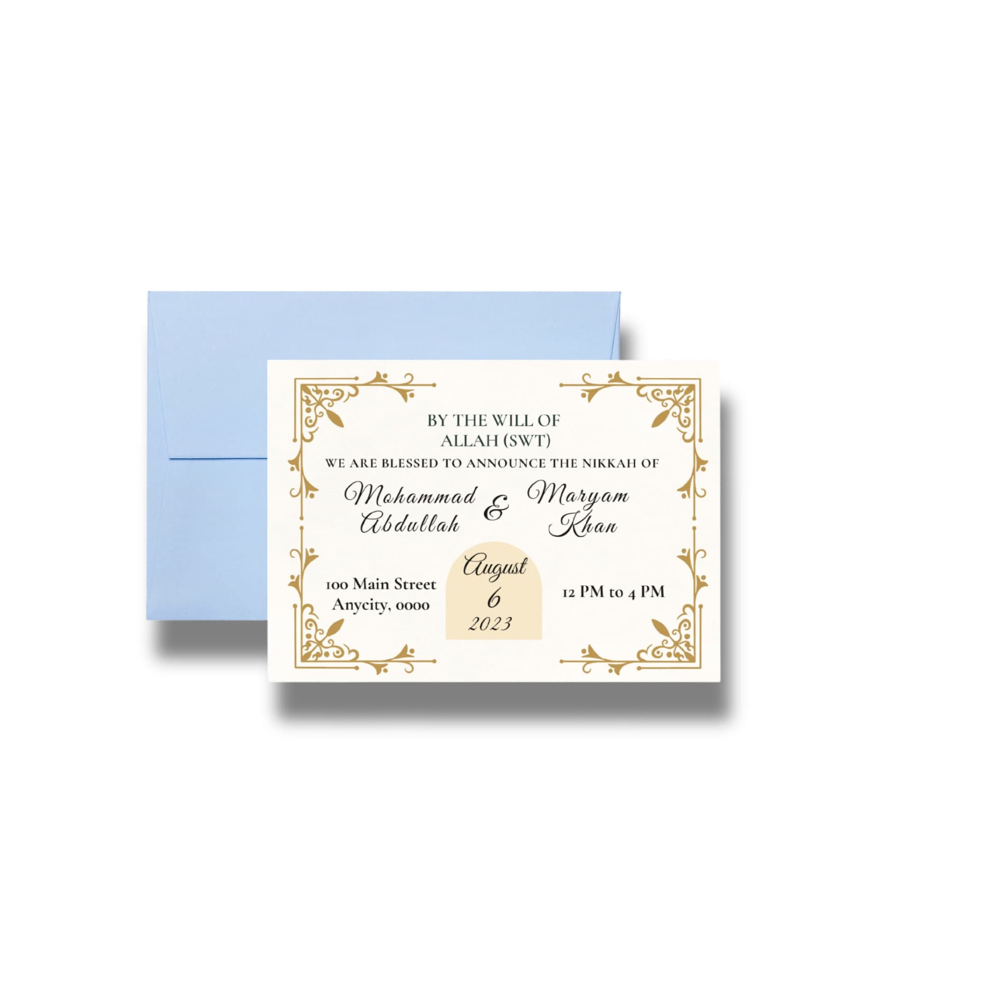 Elegant Nikkah Wedding Invitation: Customizable Template - image 4