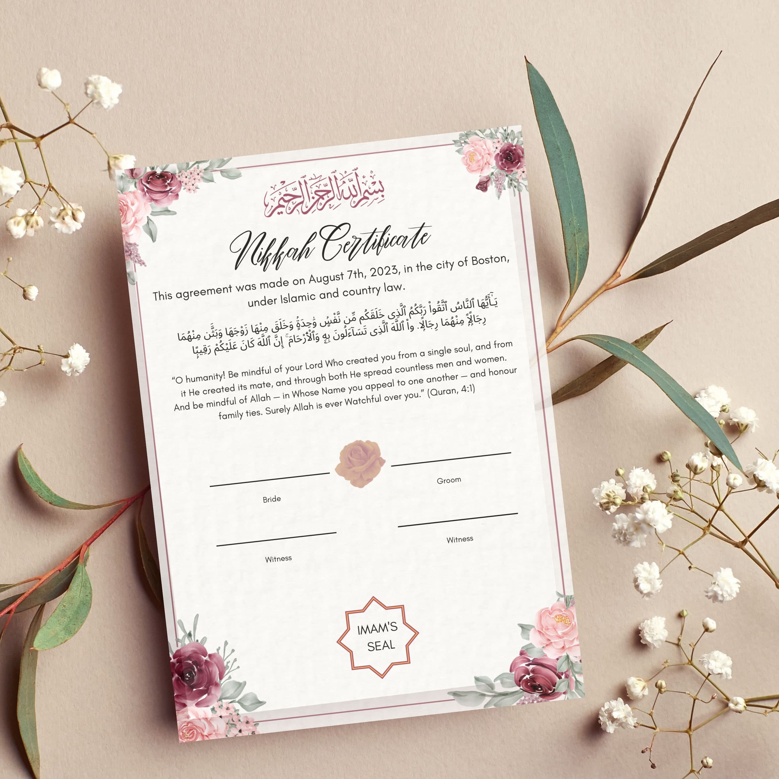 Editable Nikkah Certificate: Islamic Wedding Contract (Digital Download) - image 4