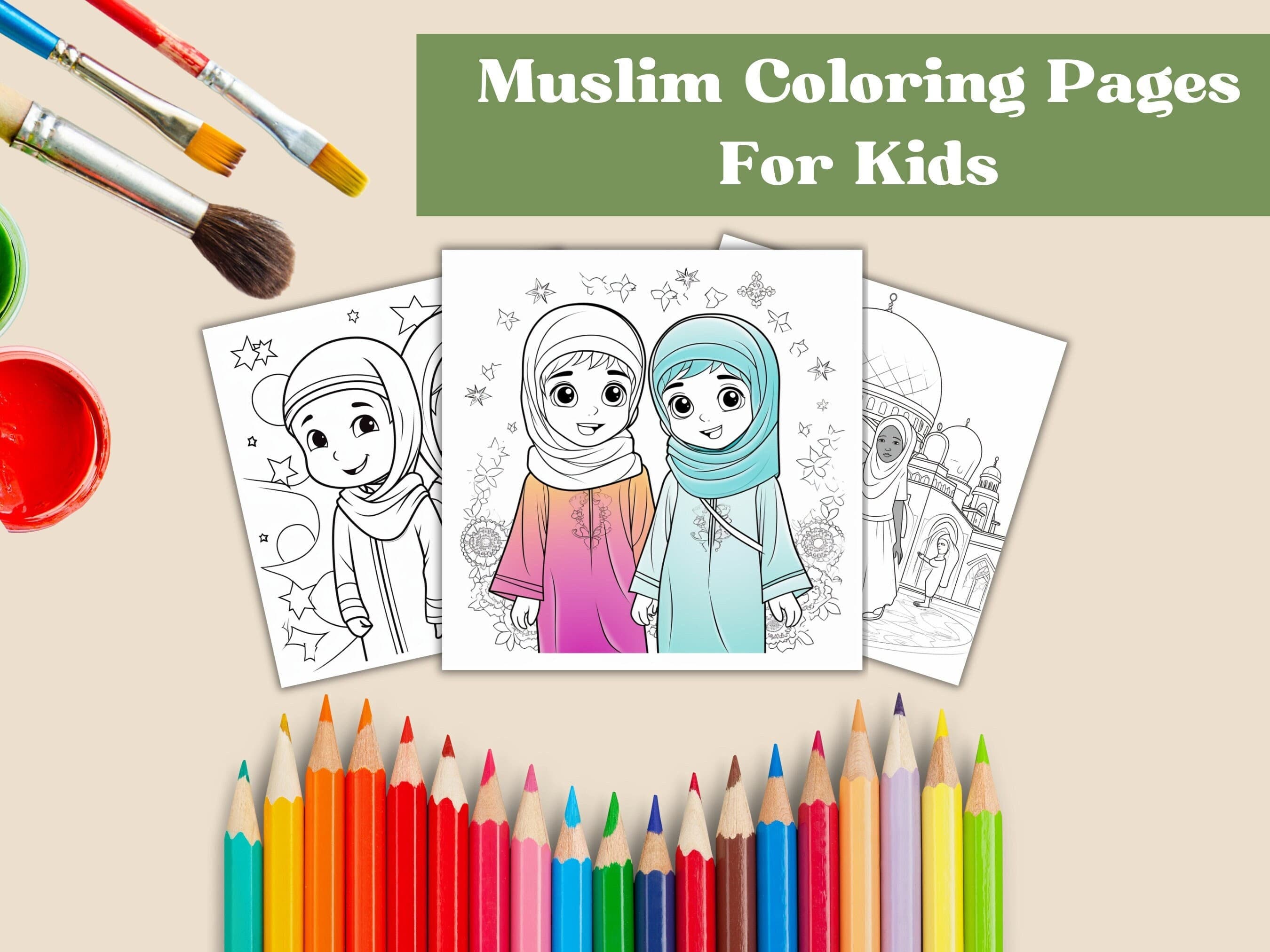 Eid Mubarak Coloring Pages: Muslim Kids Activities (Digital Download)