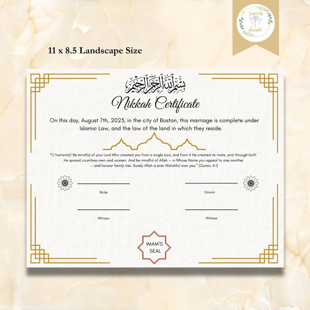 Elegant Nikkah Certificate Template: Islamic Wedding Decor (Printable) - image 5