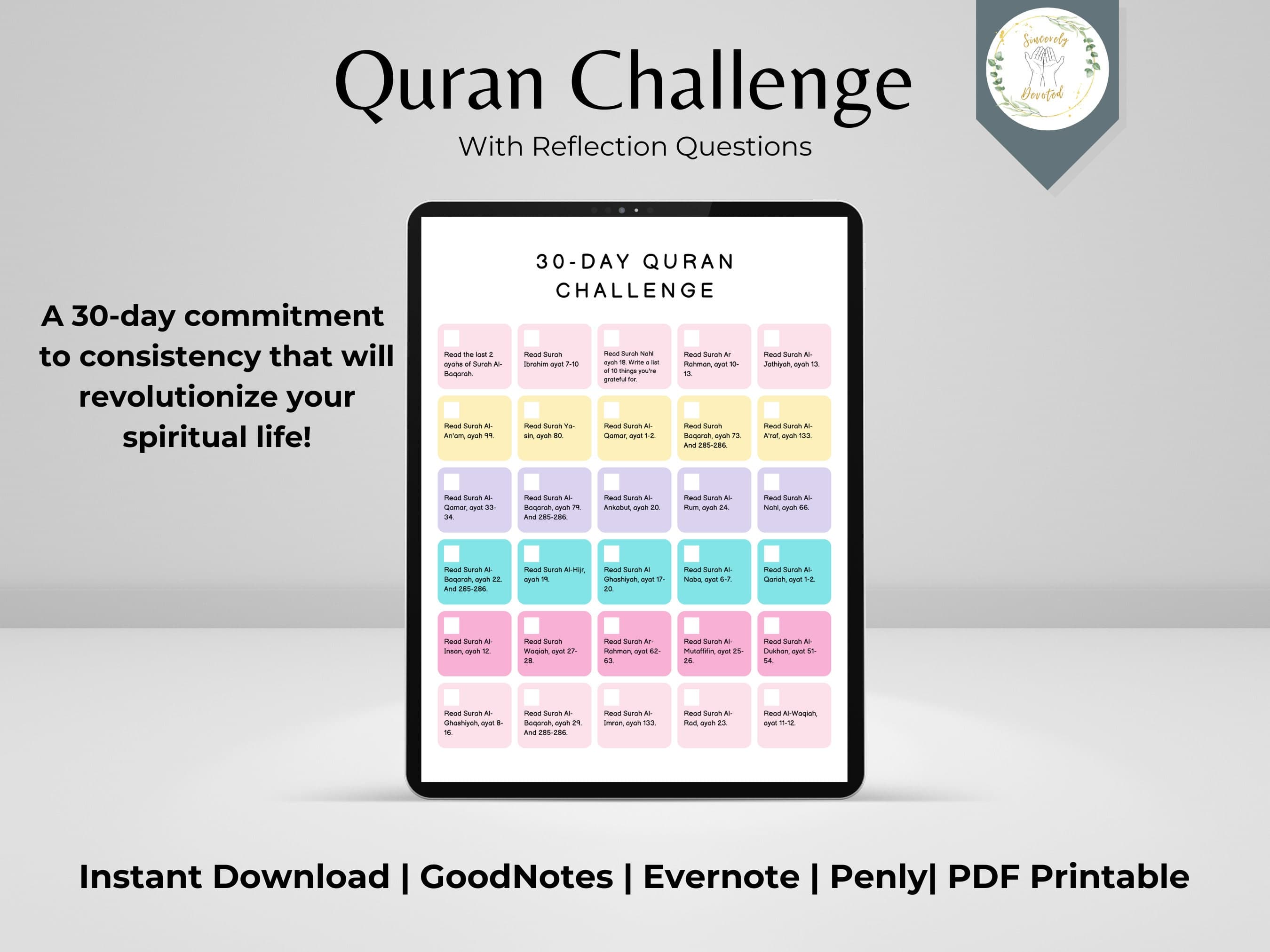 30-Day Dua & Quran Challenge: Muslim Prayer Printable (Digital Download) - image 3