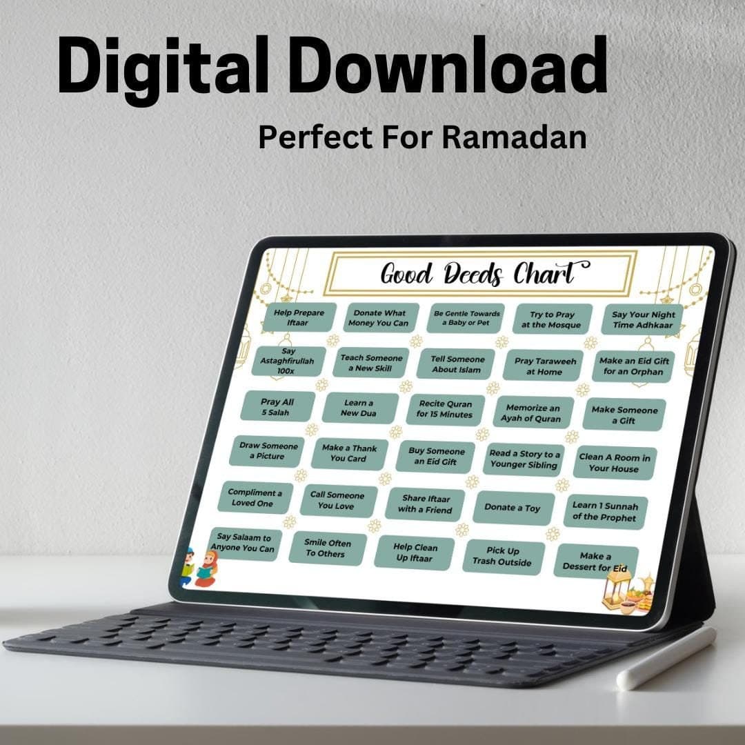 Ramadan Good Deeds Chart for Kids: Muslim Activity (Digital Download)
