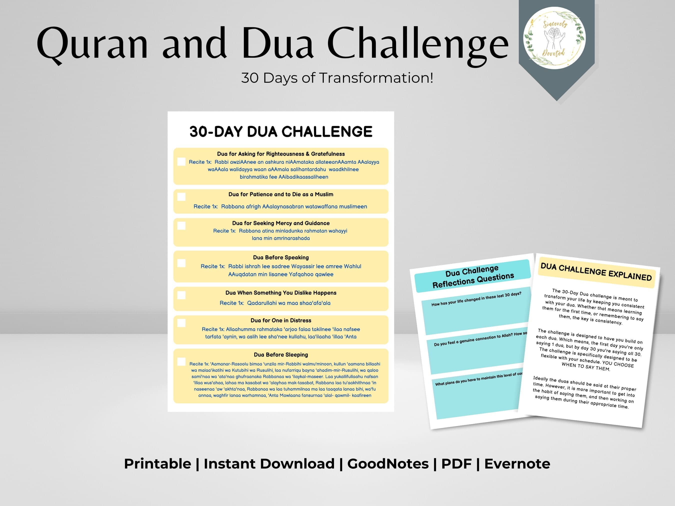 30-Day Dua & Quran Challenge: Muslim Prayer Printable (Digital Download) - image 4