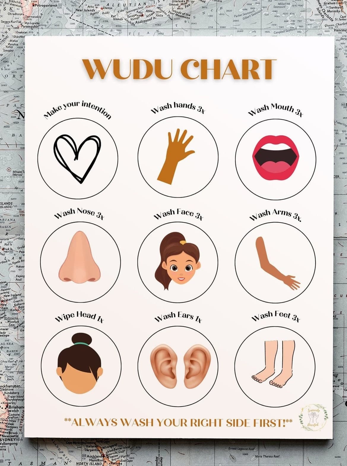 Wudu Chart: Minimalist Islamic Kids Learning Poster (Digital Download) - image 3