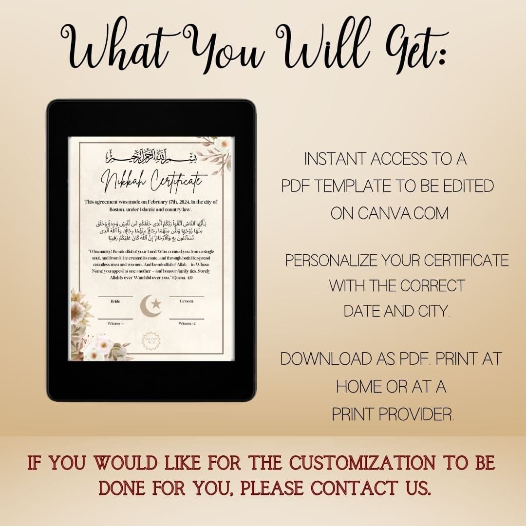 Customizable Nikkah Certificate: Islamic Wedding Contract (Digital Download) - image 5