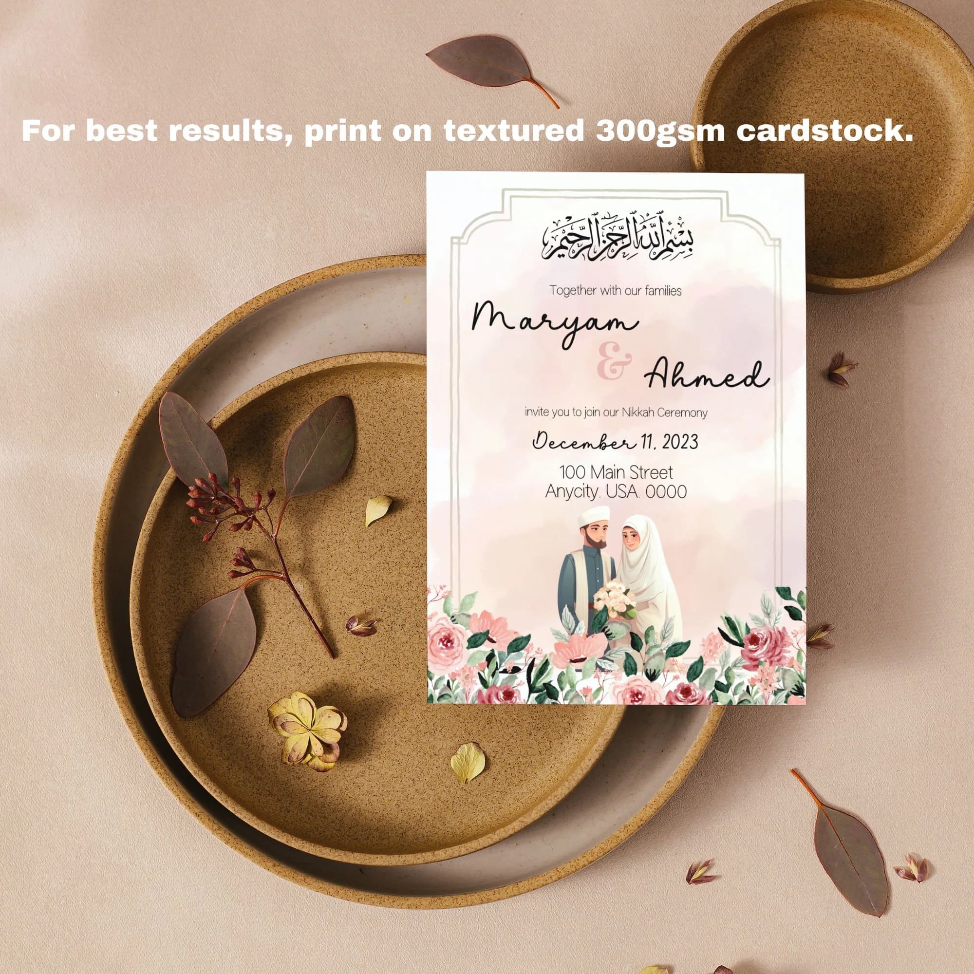 Editable Nikkah Invitation Template: Muslim Wedding, Mehndi (Digital Download) - image 3