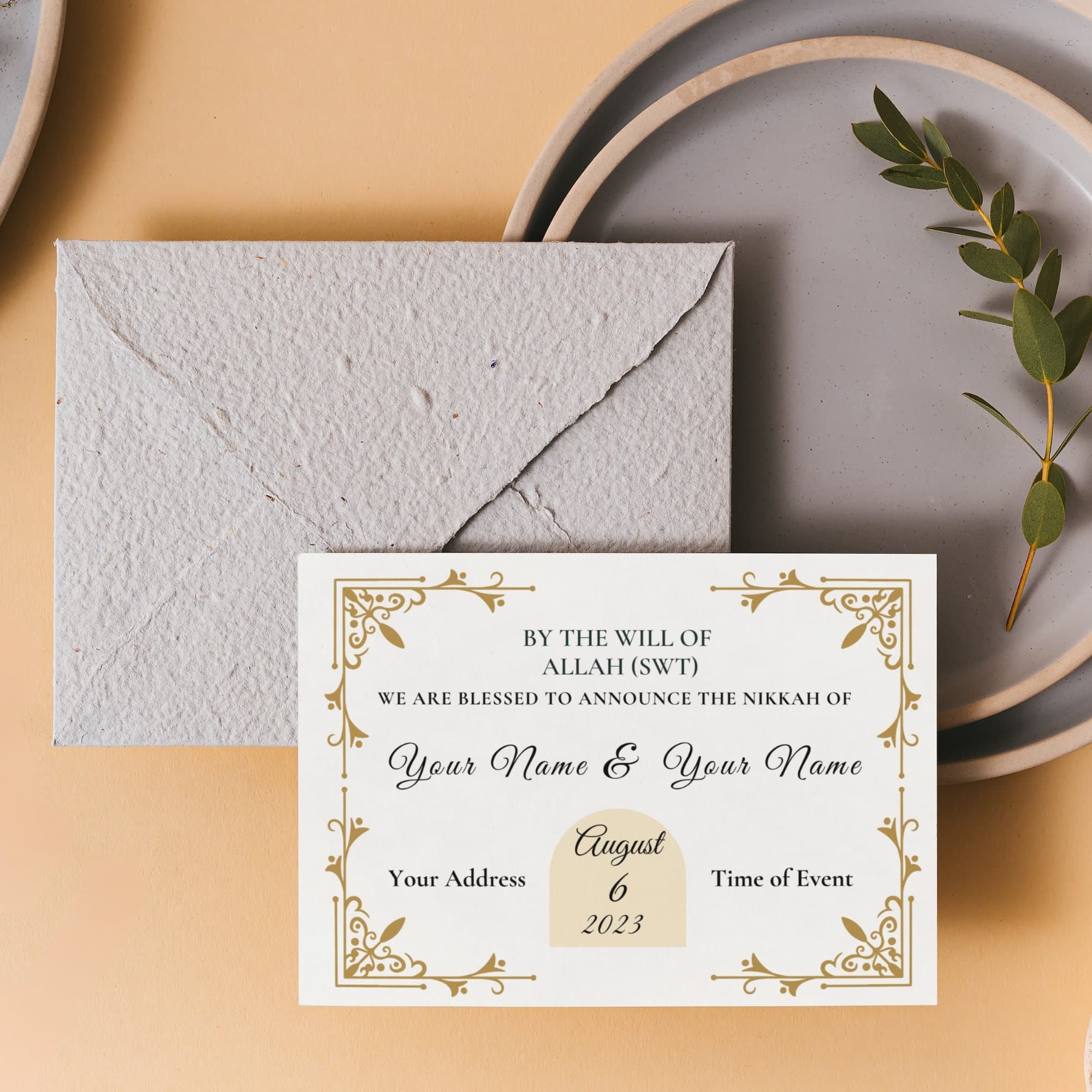 Elegant Nikkah Wedding Invitation: Customizable Template - image 3
