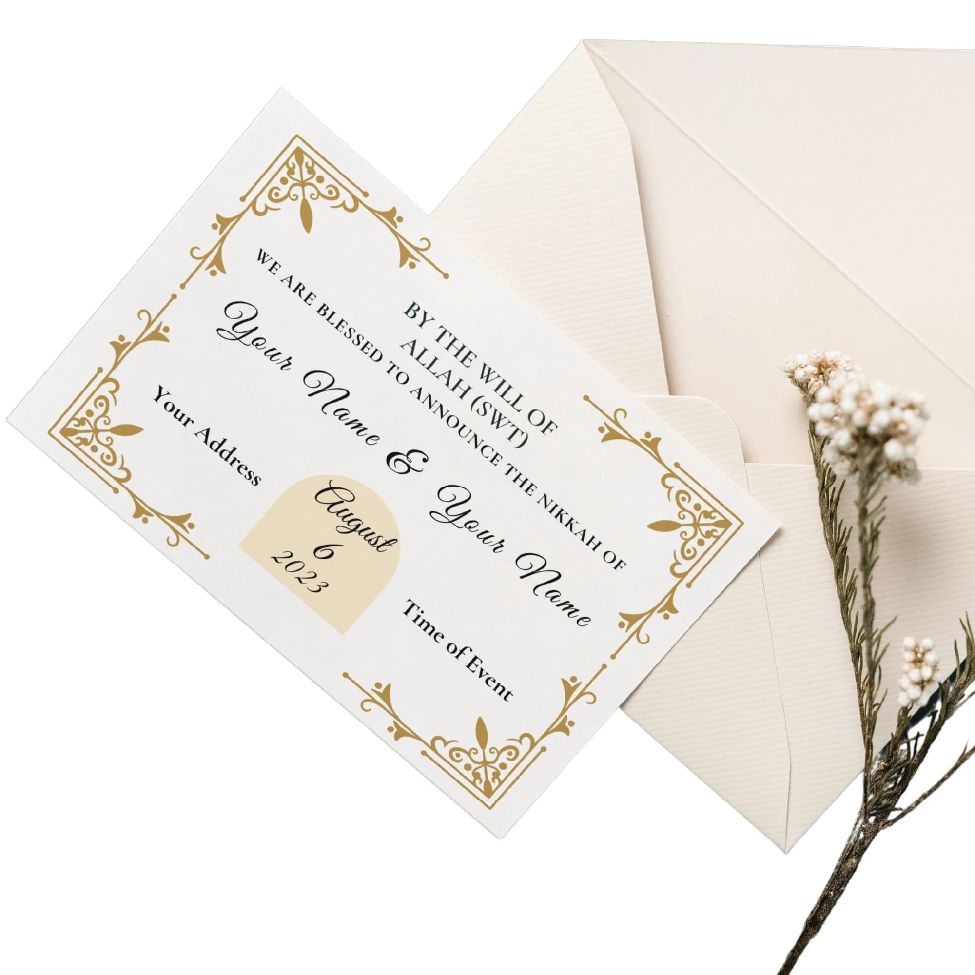 Elegant Nikkah Wedding Invitation: Customizable Template - image 5
