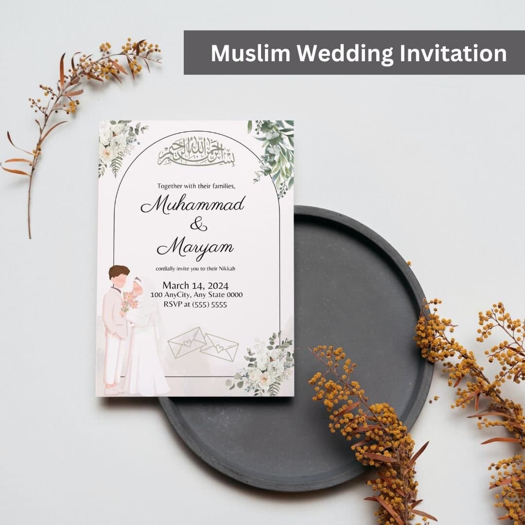 Elegant Nikkah Invitation: Customizable Muslim Wedding Template