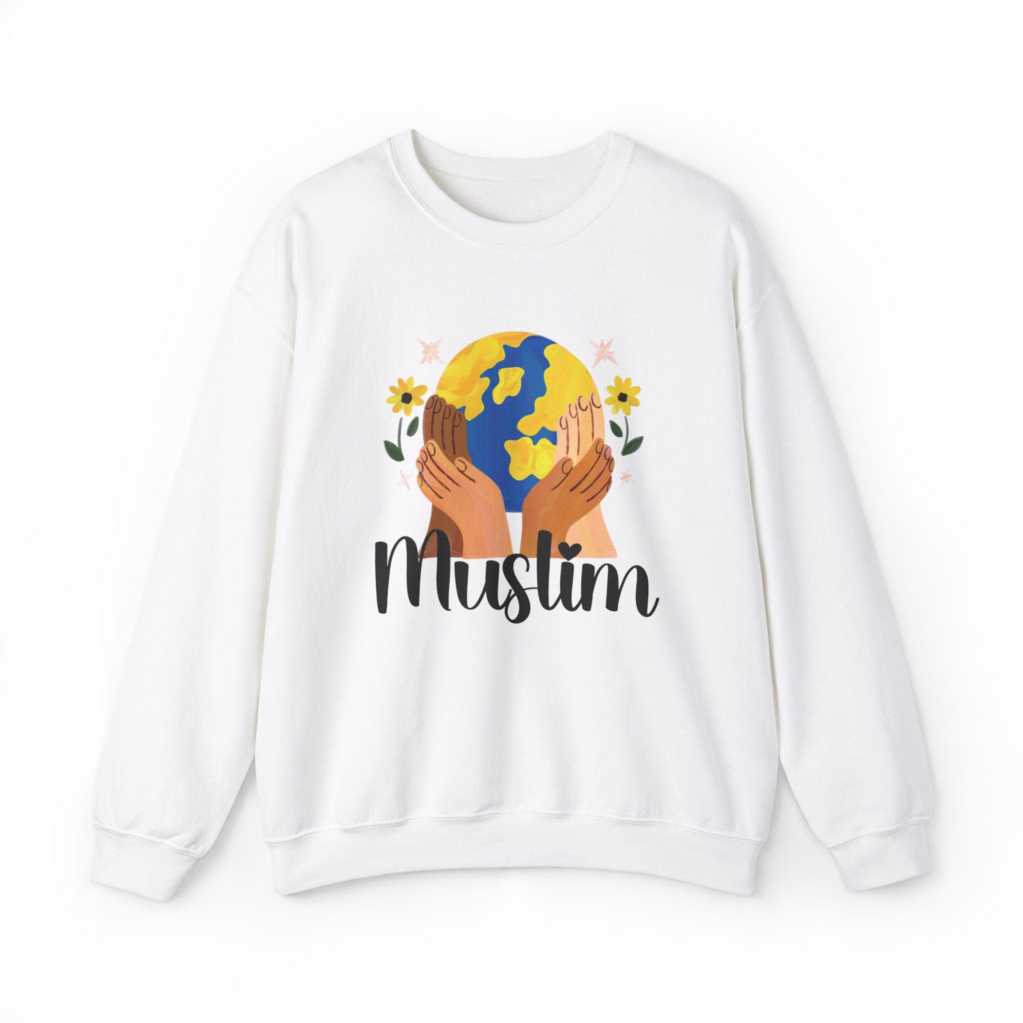 Muslim Mom Earth Unity Crewneck Sweatshirt, Ramadan Eid Gift, Hijabi Shirt, Unisex Jumper, Muslima Mother Present, Multiple Colors - image 3