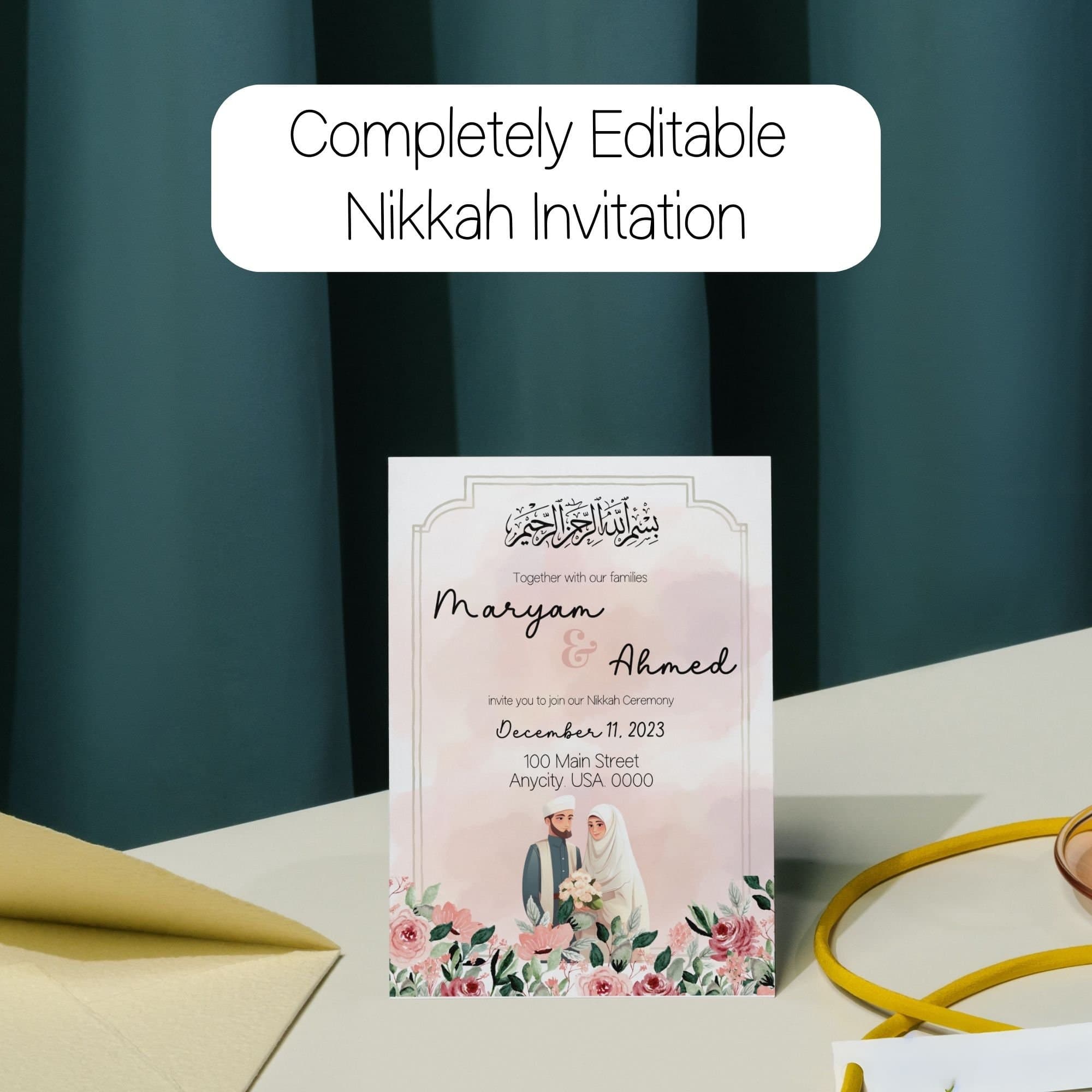 Editable Nikkah Invitation Template: Muslim Wedding, Mehndi (Digital Download) - image 3