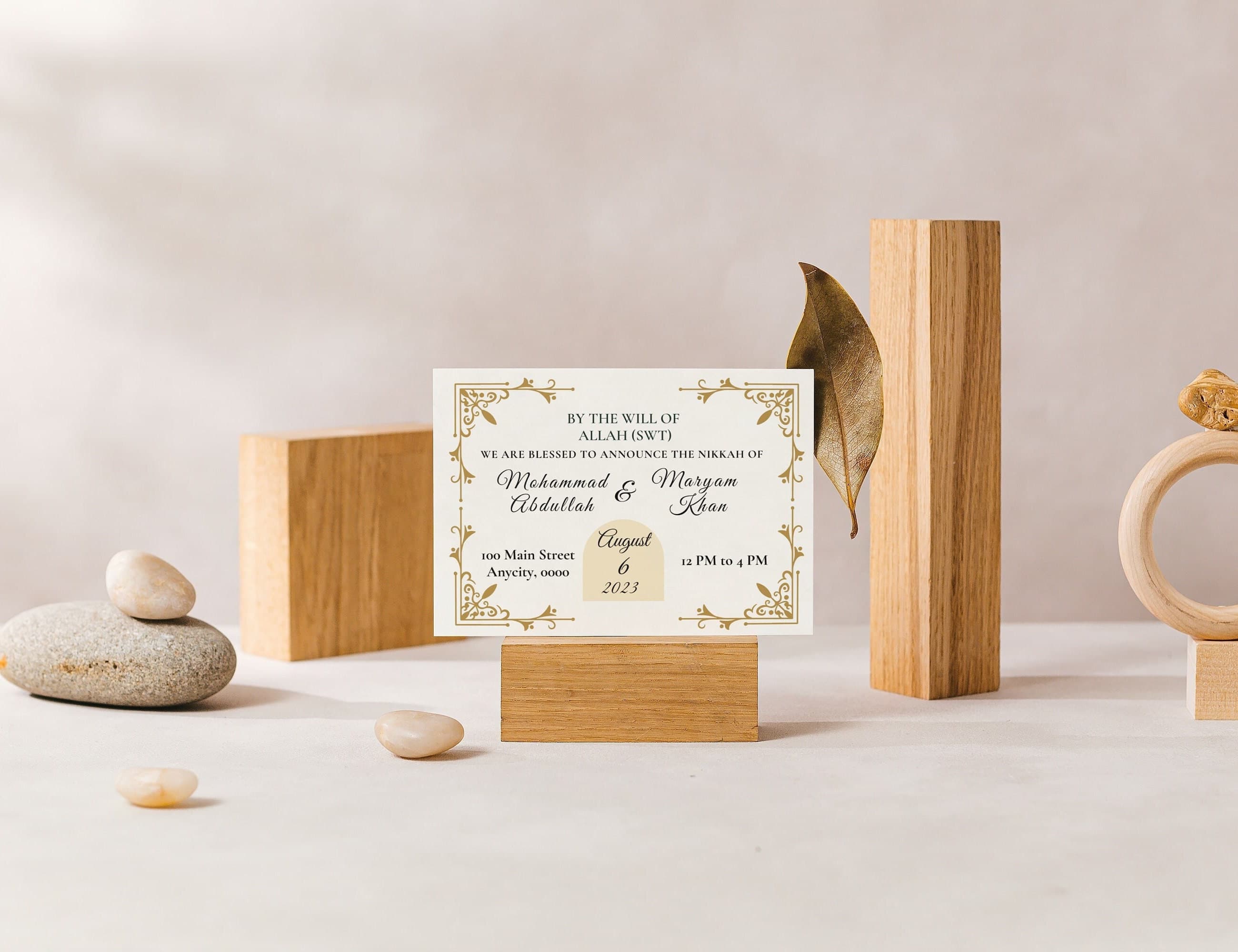 Elegant Nikkah Wedding Invitation: Customizable Template