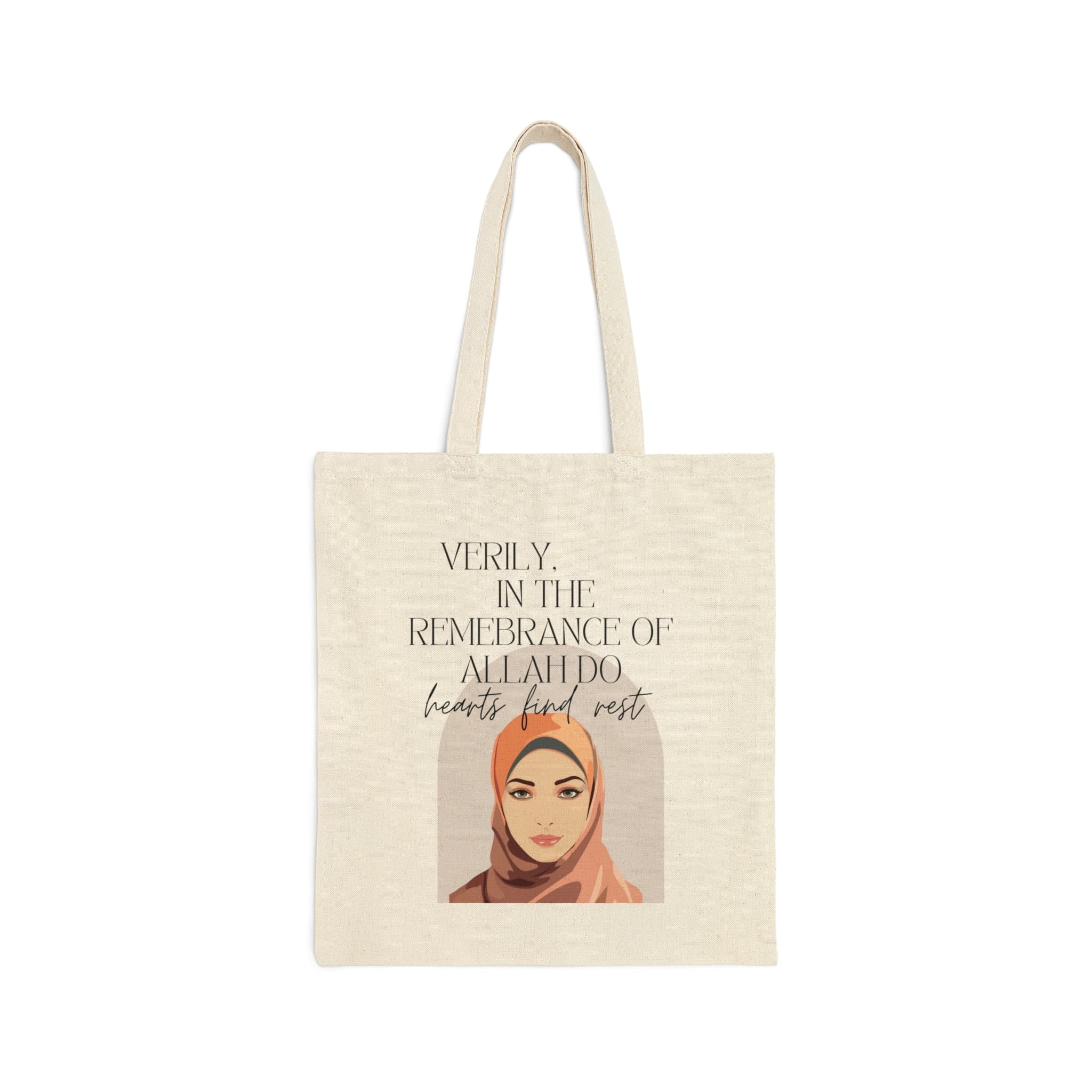 Hijabi Cotton Canvas Tote Bag: Quran Quote, Muslim Gift