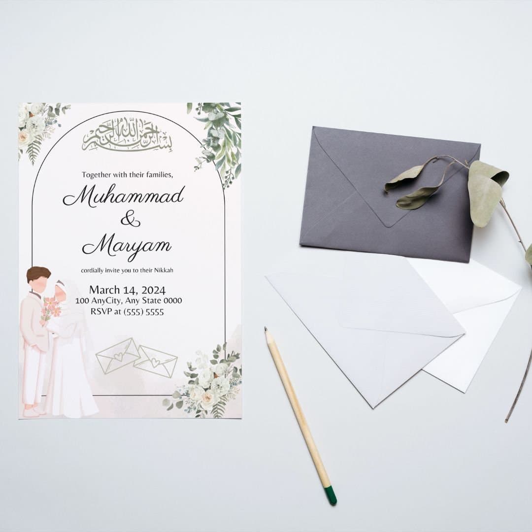 Elegant Nikkah Invitation: Customizable Muslim Wedding Template - image 4