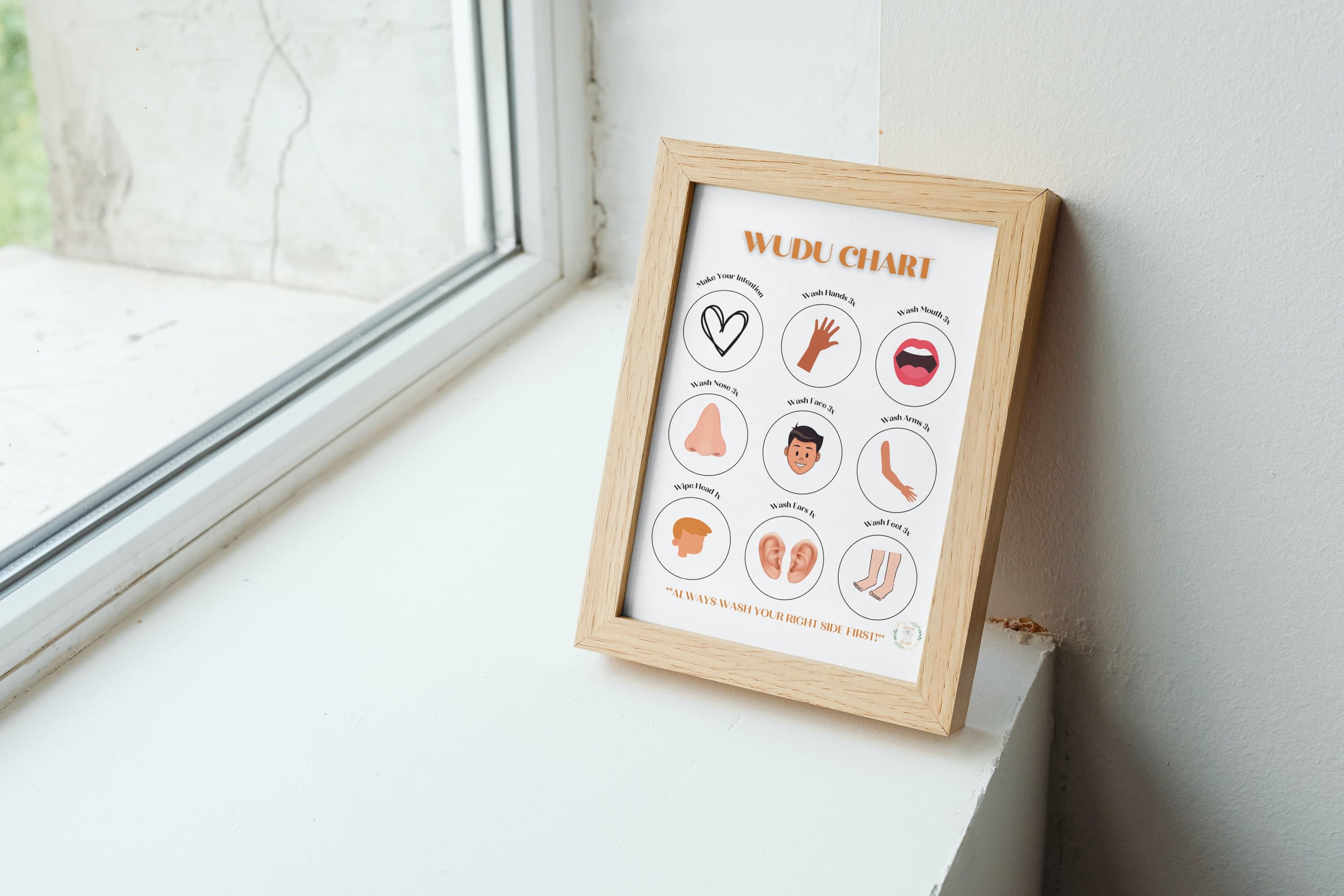 Wudu Chart: Minimalist Islamic Kids Learning Poster (Digital Download) - image 4