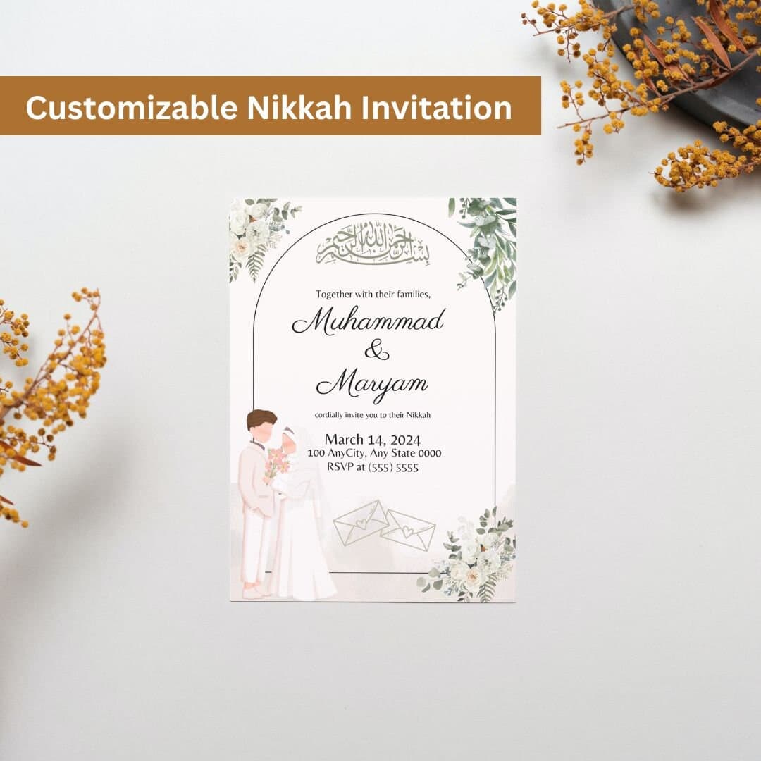 Elegant Nikkah Invitation: Customizable Muslim Wedding Template - image 3
