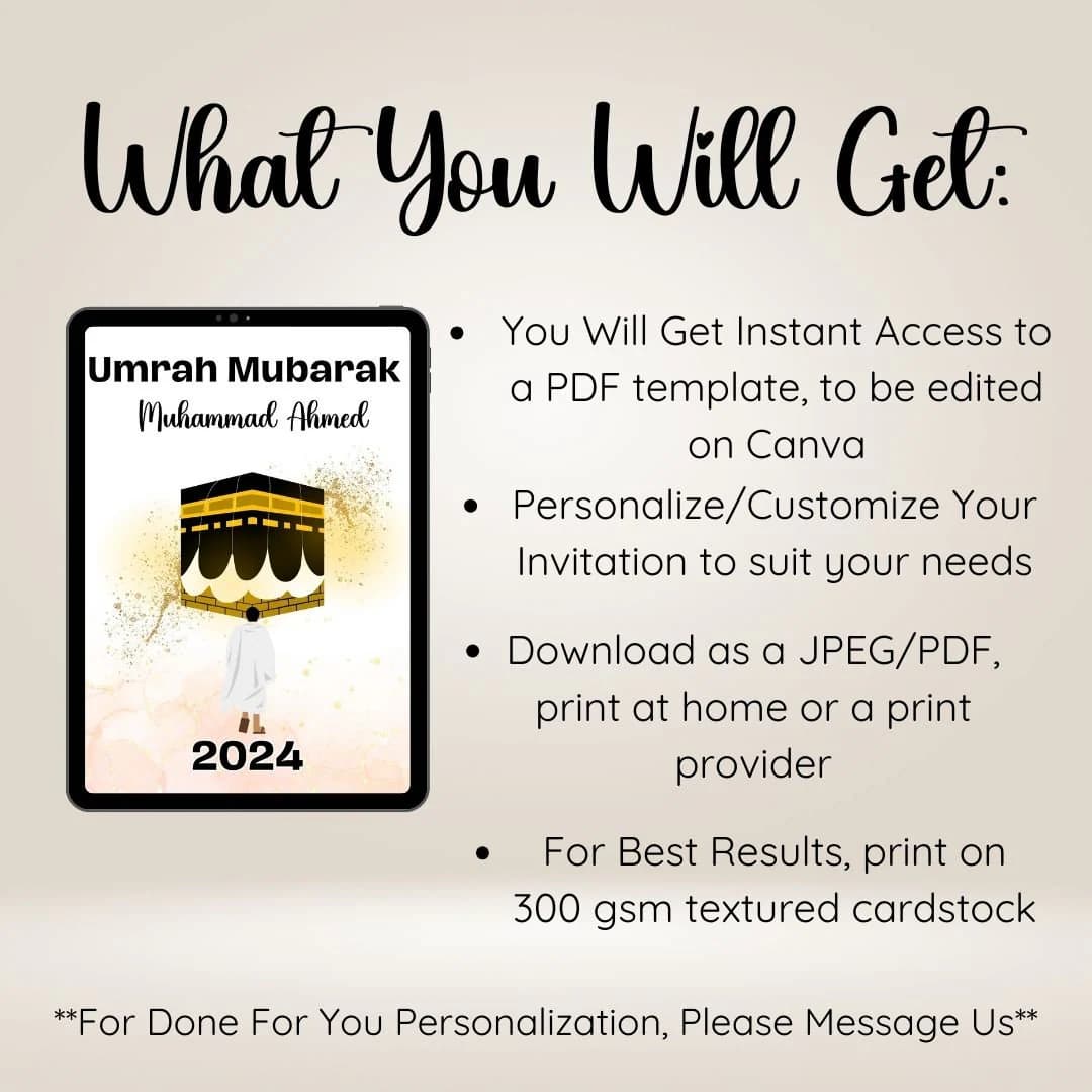 Custom Umrah Mubarak Gift: Kaabah Illustration (Printable) - image 2