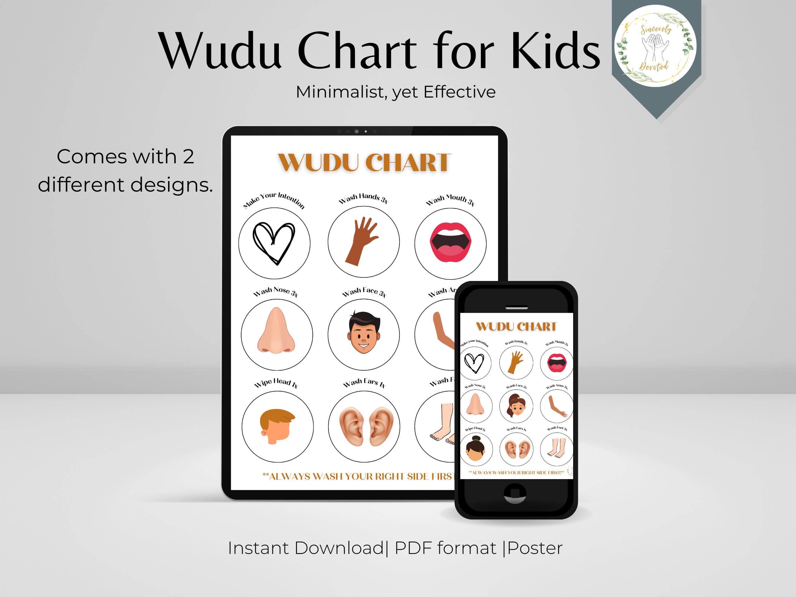 Wudu Chart: Islamic Kids Learning Poster (Digital Download) - image 3