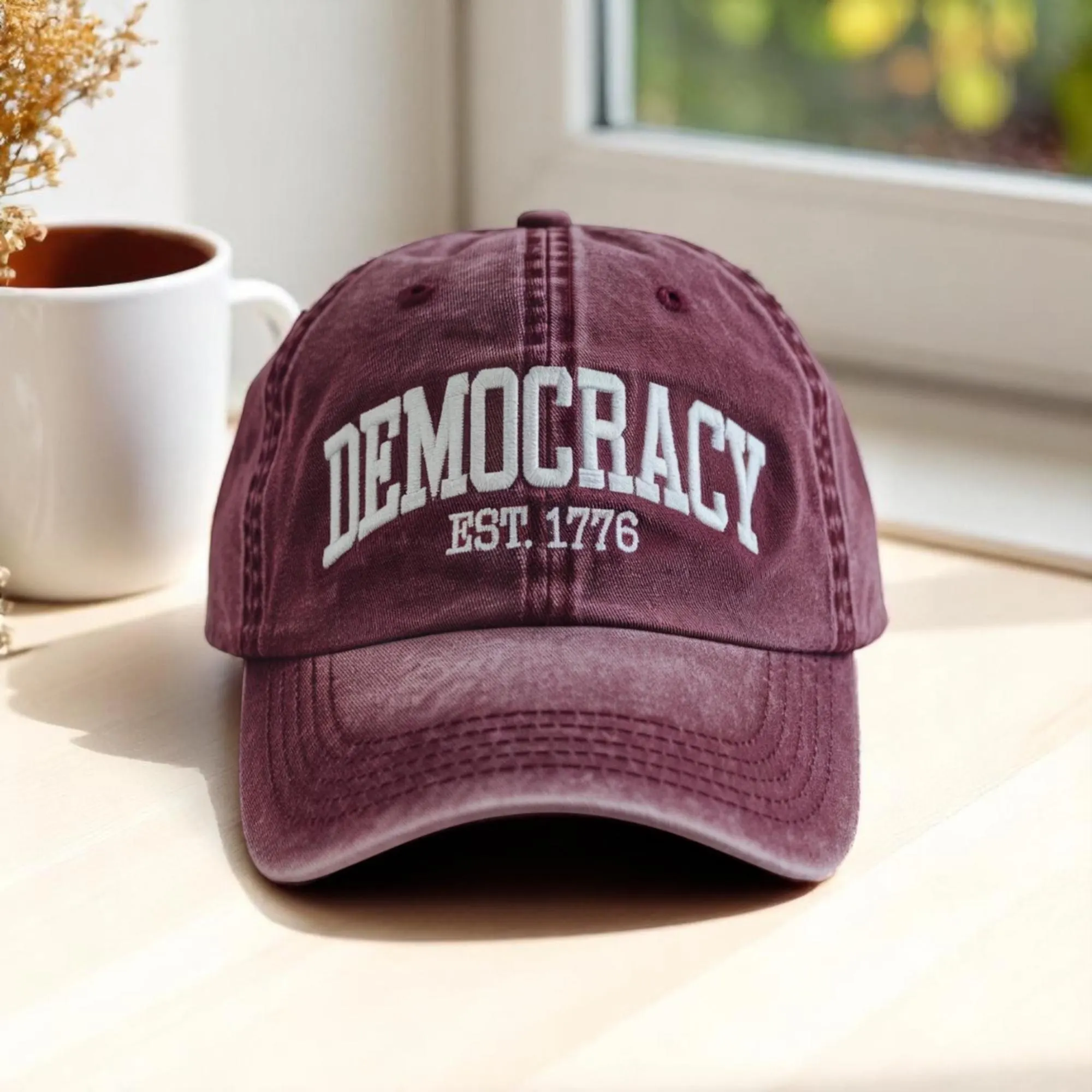 Embroidered Democracy Est 1776 Hat, Political Sarcastic Cap