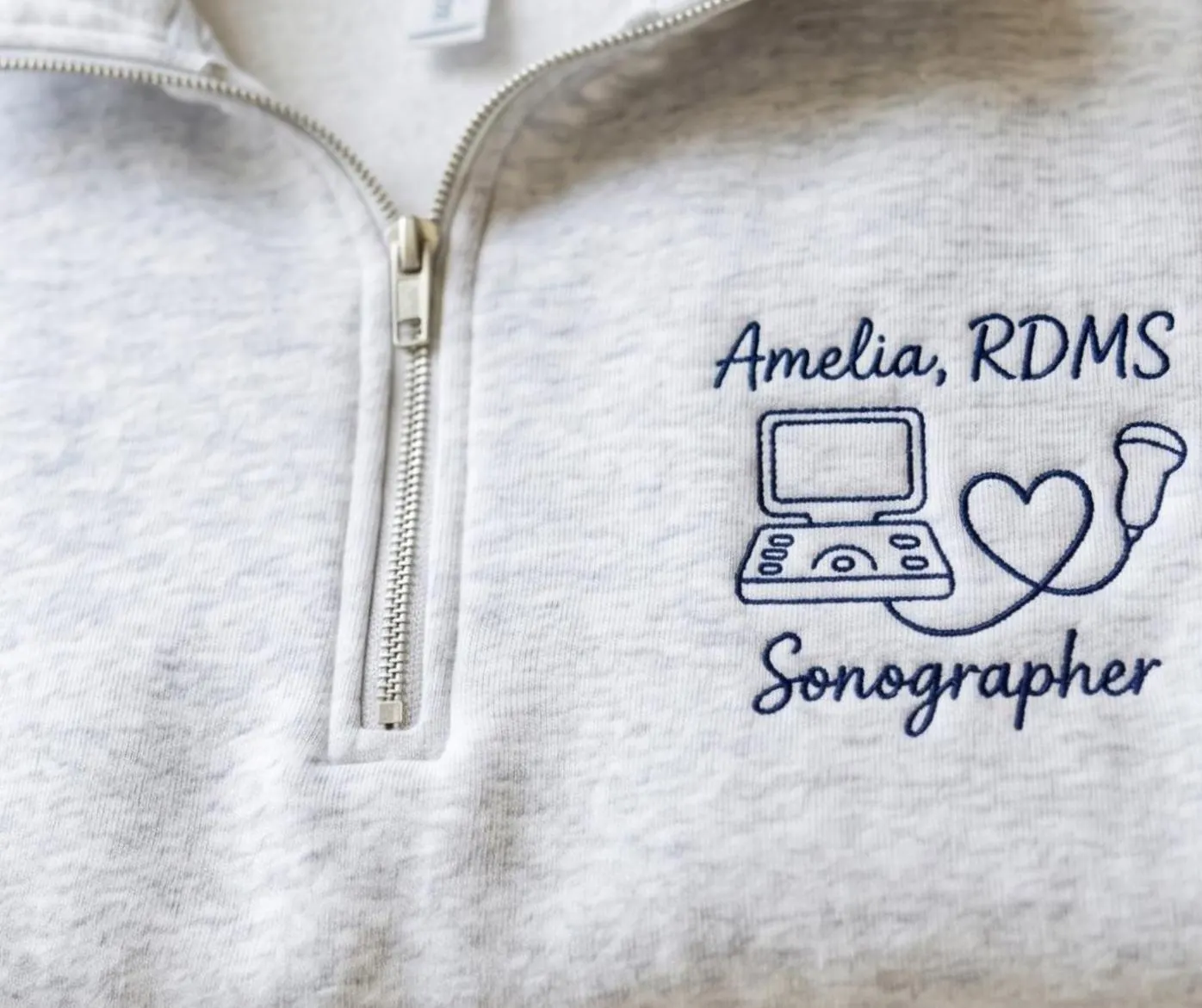 Personalized Embroidered Sonographer Quarter Zip Sweatshirt, Ultrasound Tech RDMS Gift - image 3