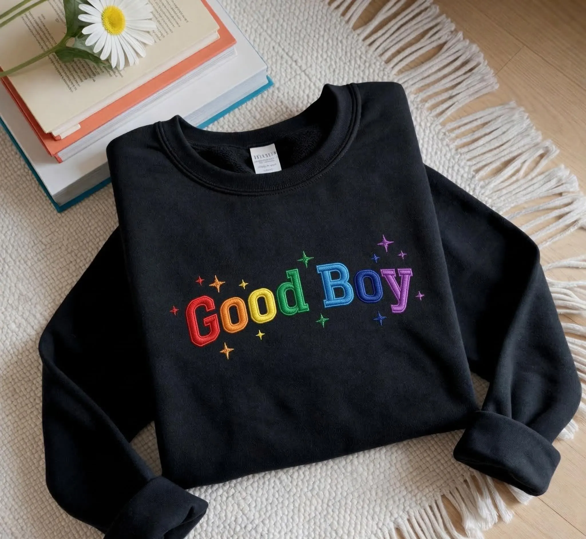 Embroidered Good Boy Corduroy Sweatshirt/ shirt