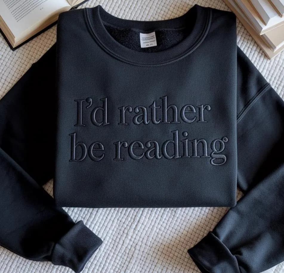 Embroidered Book Lover Sweatshirt, Minimalist Reader Gift - image 3