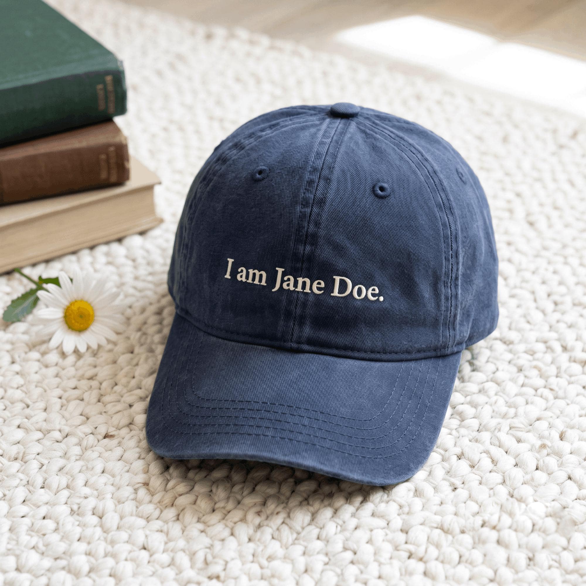 Embroidered I Am Jane Doe Washed Cap, Feminist Solidarity Hat (100% Cotton)